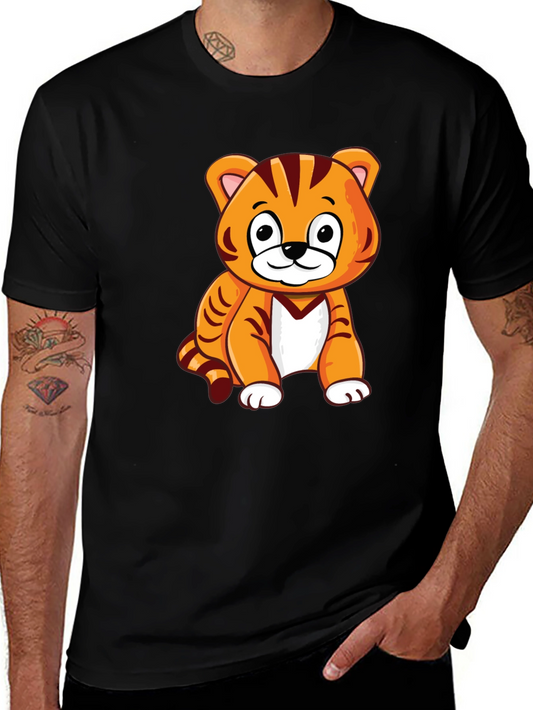 Cute Cartoon Tiger Graphic Print T-Shirt