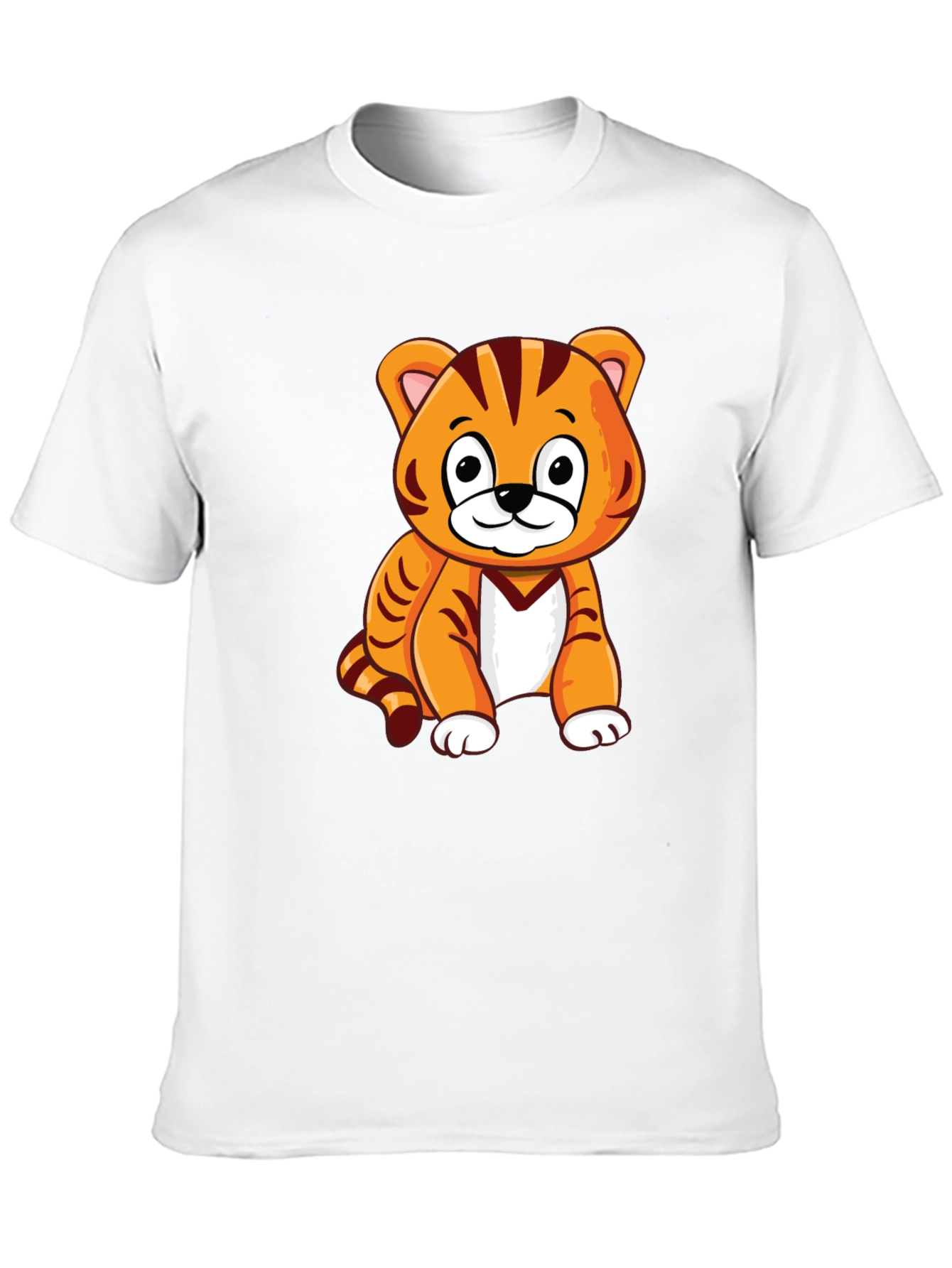 Cute Cartoon Tiger Graphic Print T-Shirt