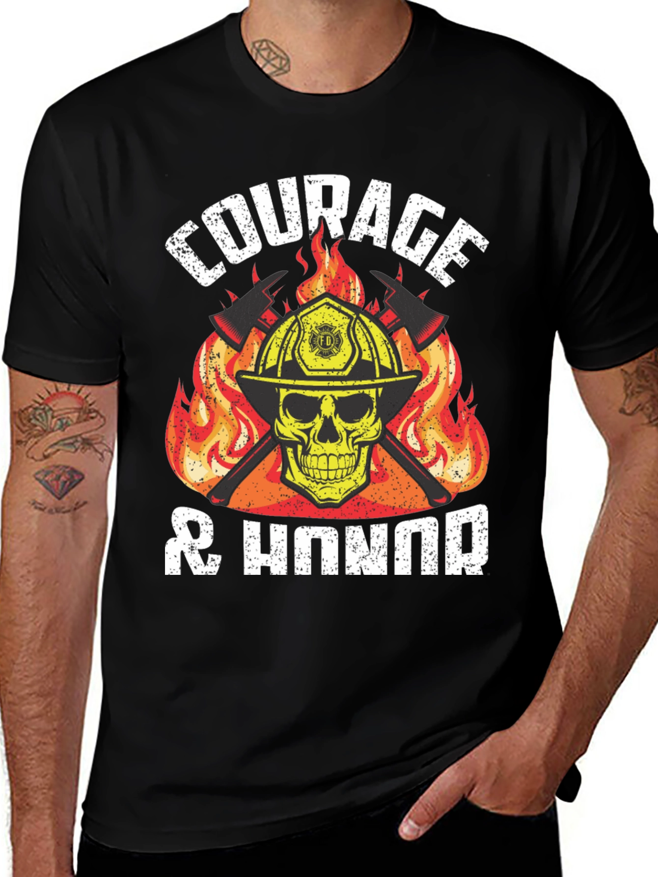 Courage & Honor Firefighter Graphic T-Shirt