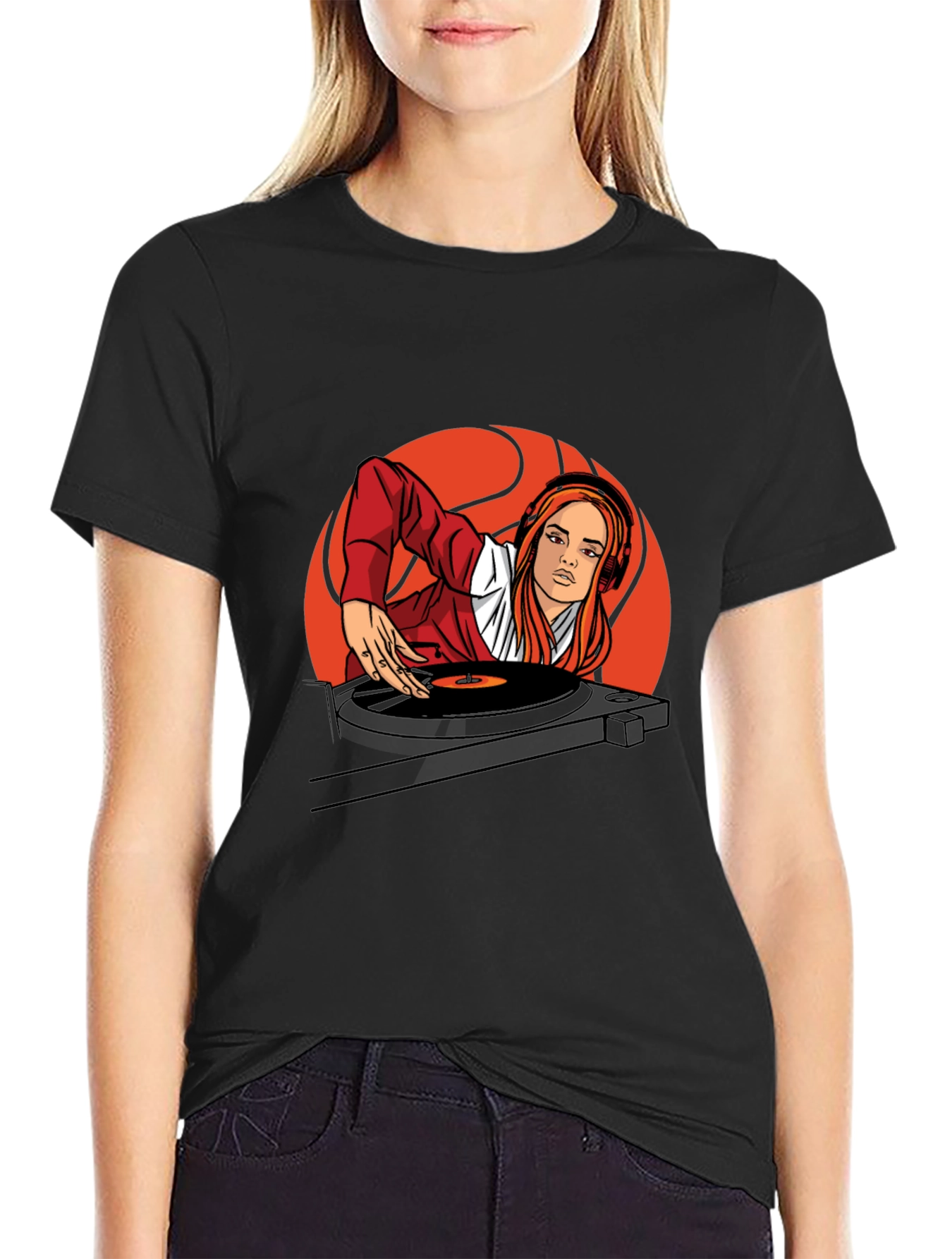 DJ Girl Graphic T-Shirt - Black