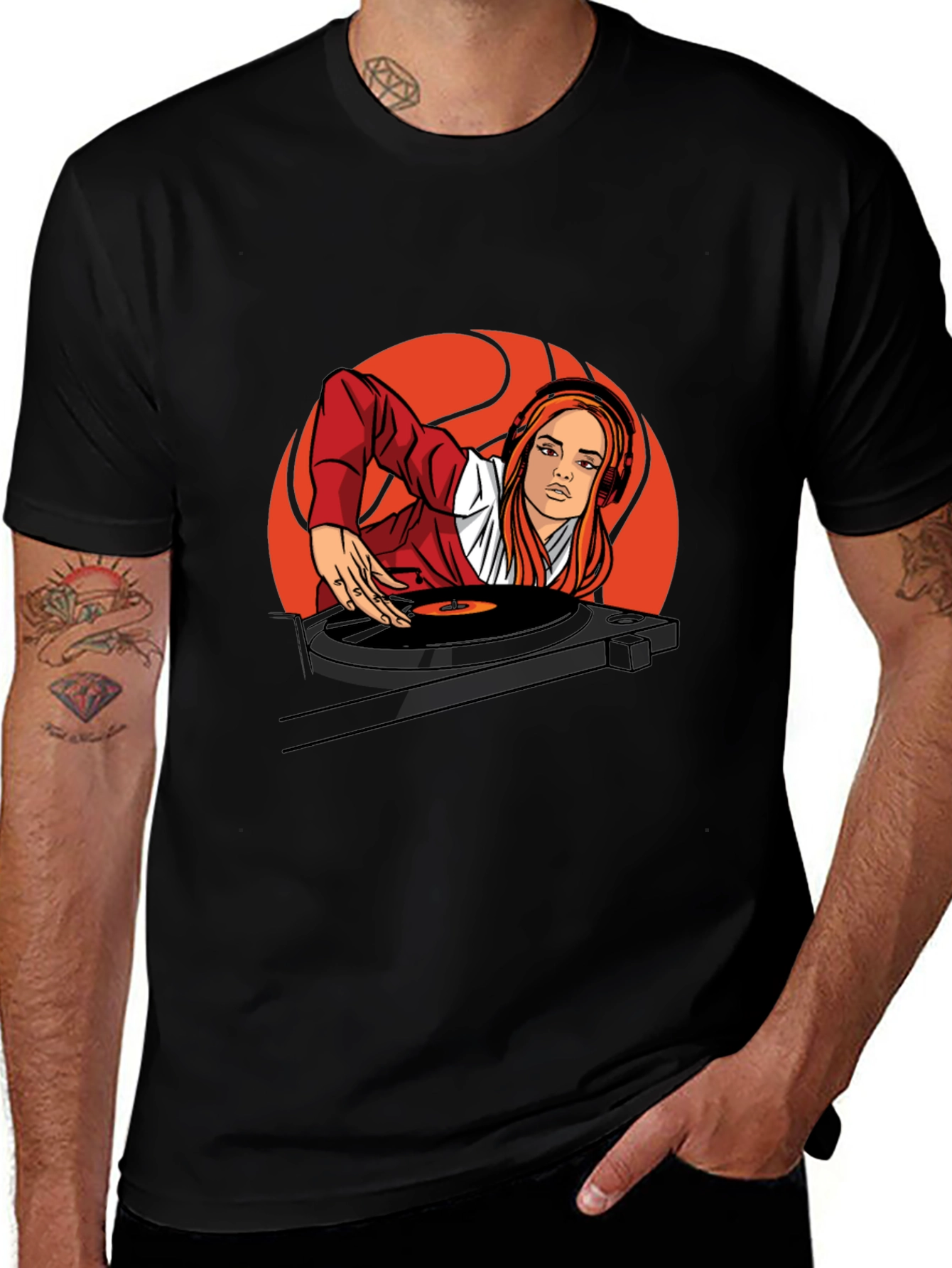 DJ Girl Graphic T-Shirt - Black
