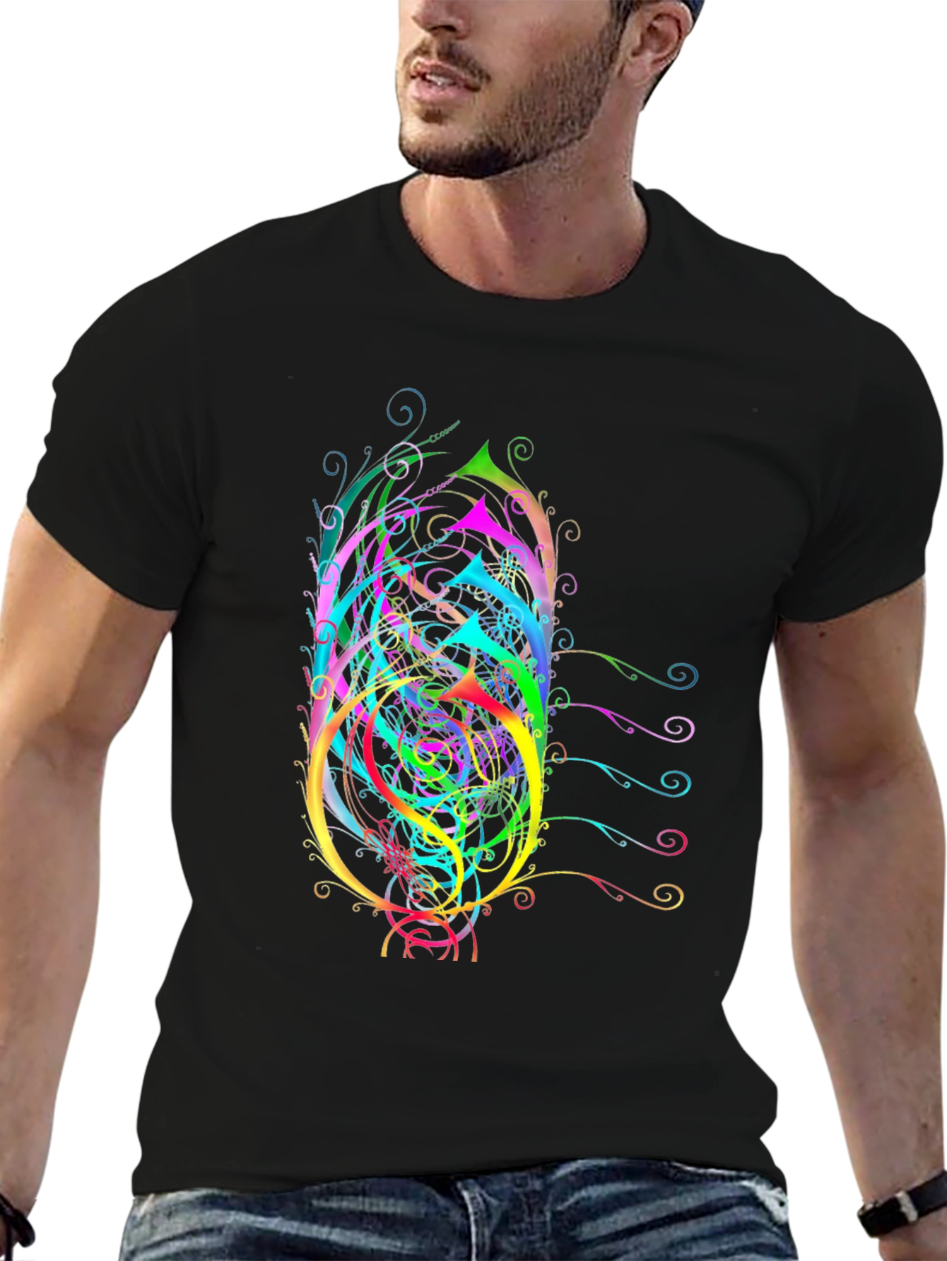 Abstract Art Mens Black T-Shirt