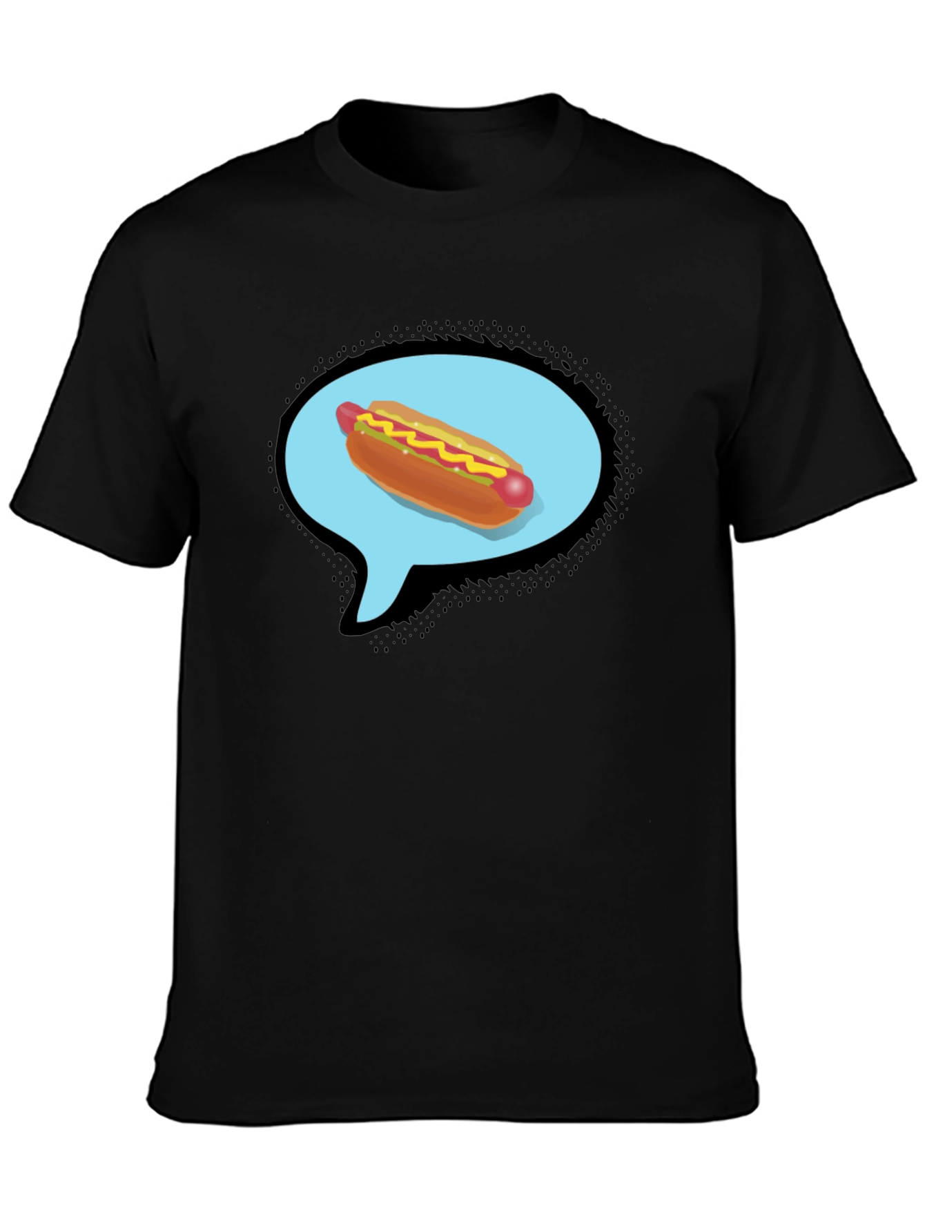 Hot Dog Thought Bubble Black T-Shirt