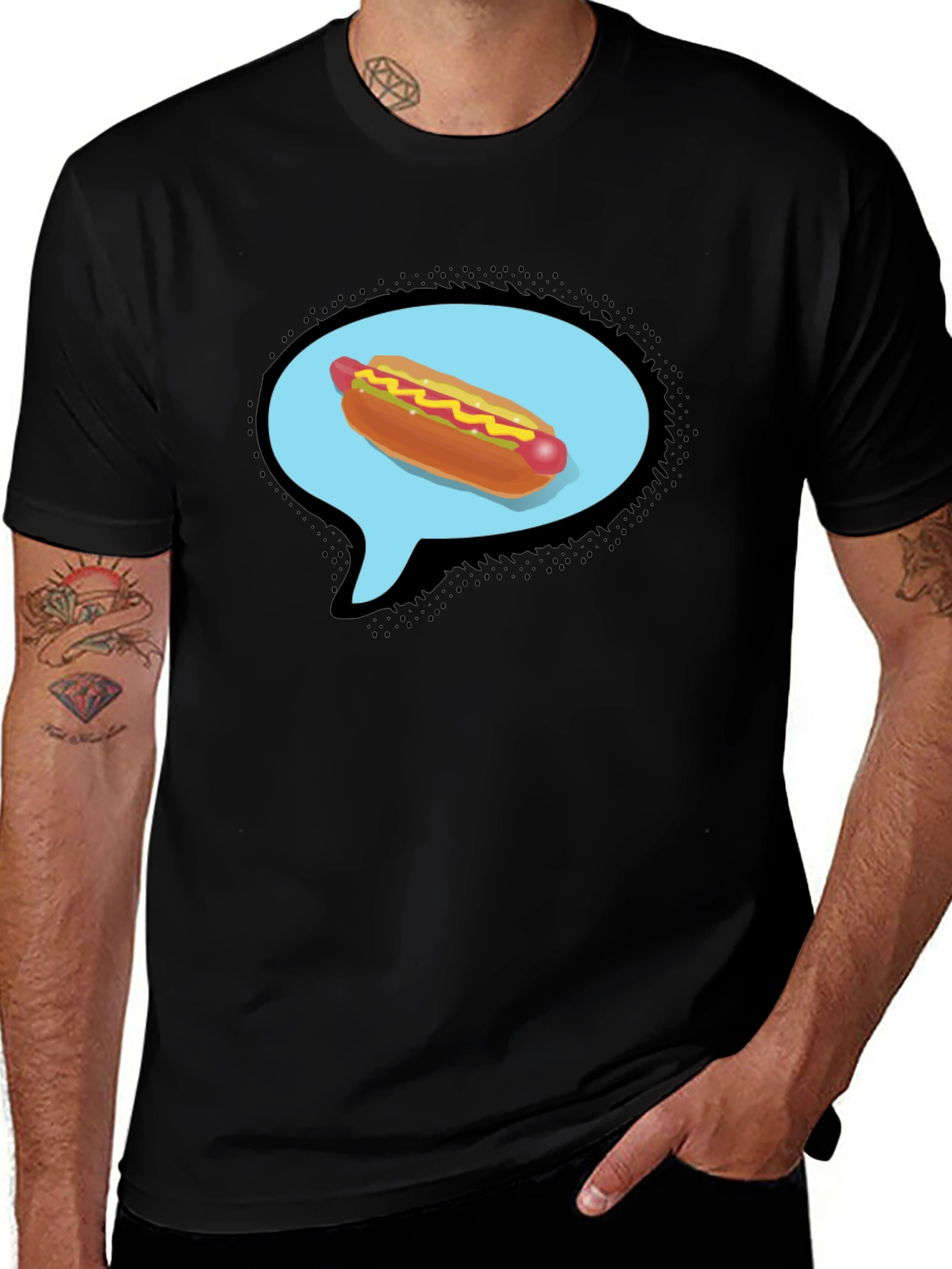 Hot Dog Thought Bubble Black T-Shirt