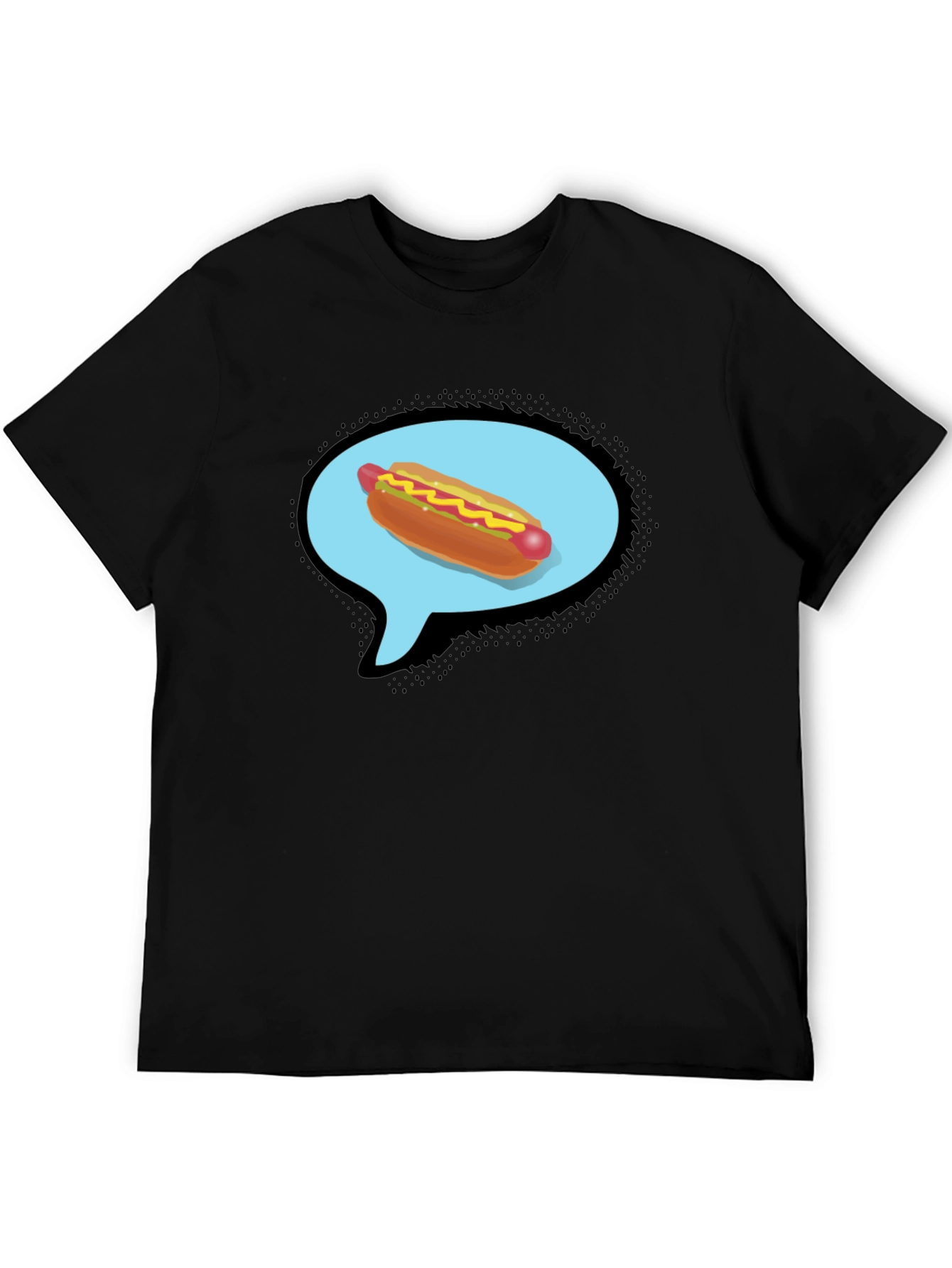 Hot Dog Thought Bubble Black T-Shirt