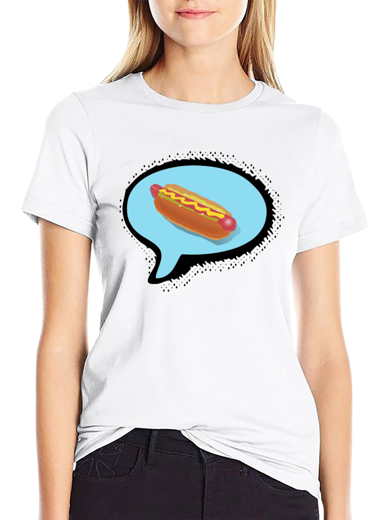 Hot Dog Thought Bubble Black T-Shirt