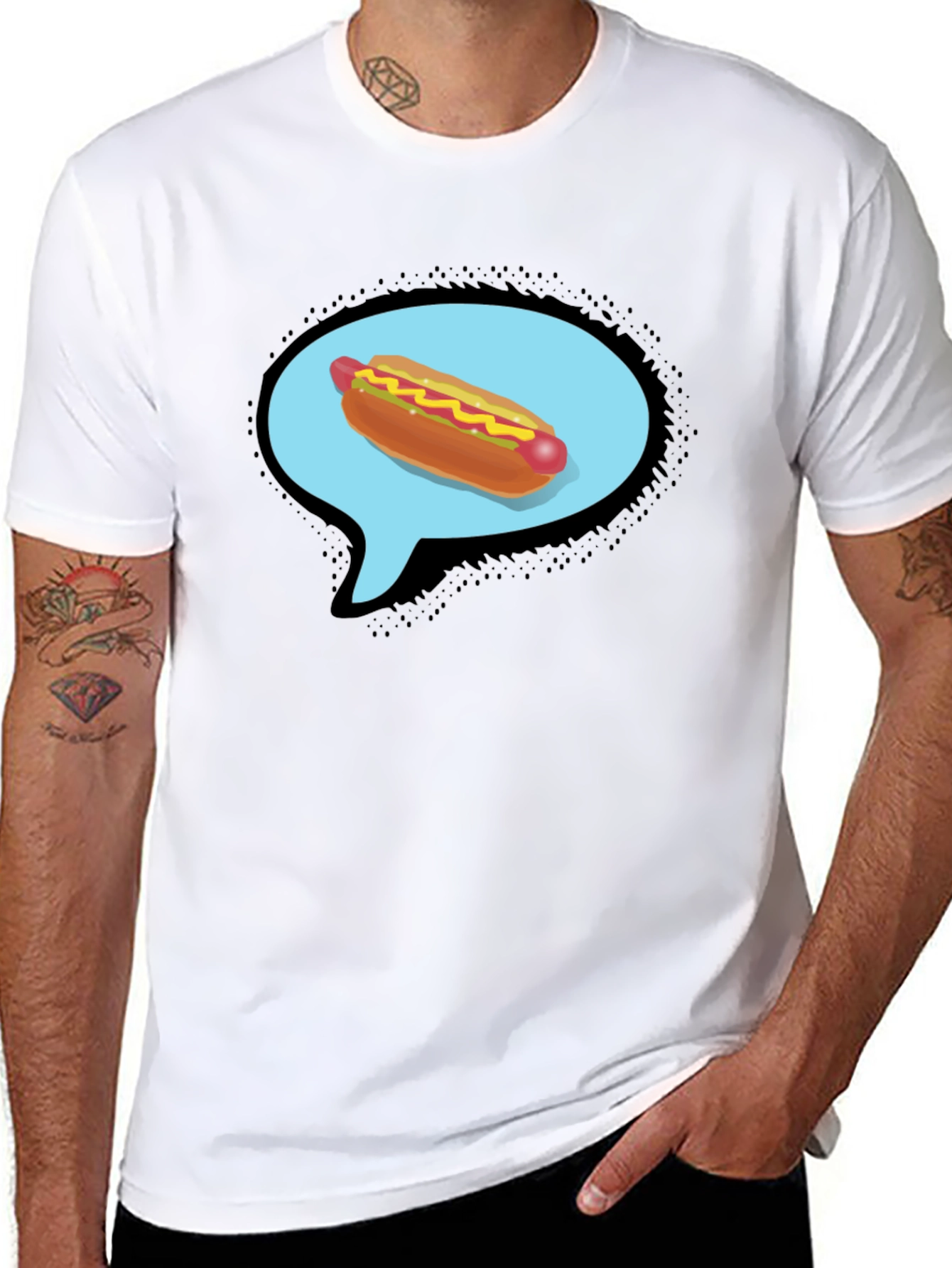 Hot Dog Thought Bubble Black T-Shirt