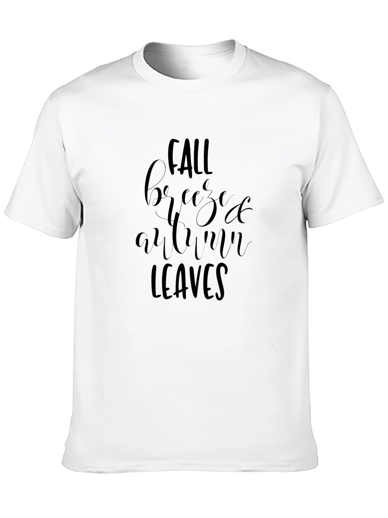 Fall Breeze Autumn Leaves Black Graphic Tee Shirt