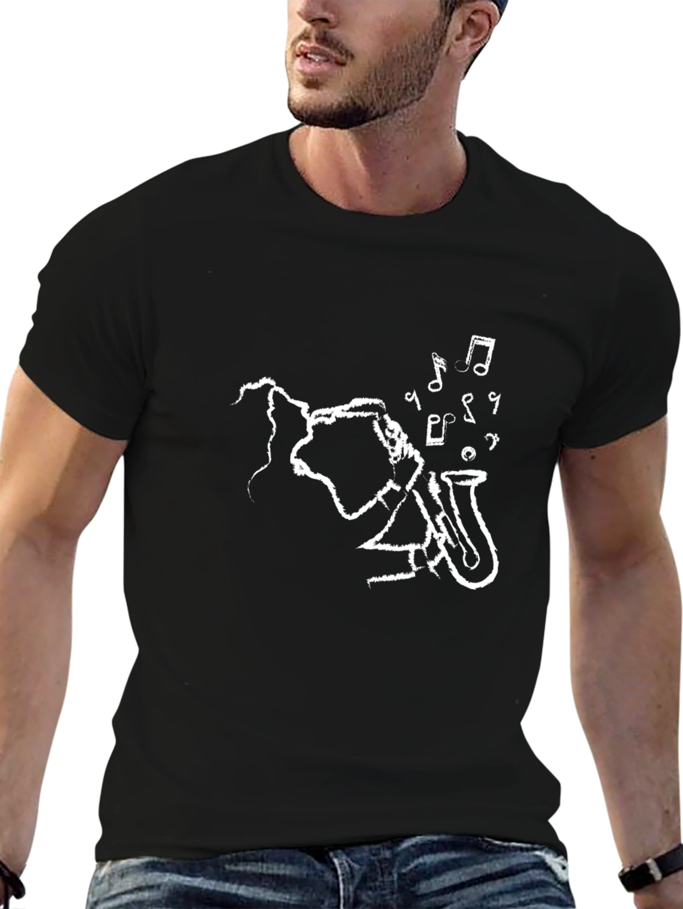 Cool Saxophone Player Black T-Shirt