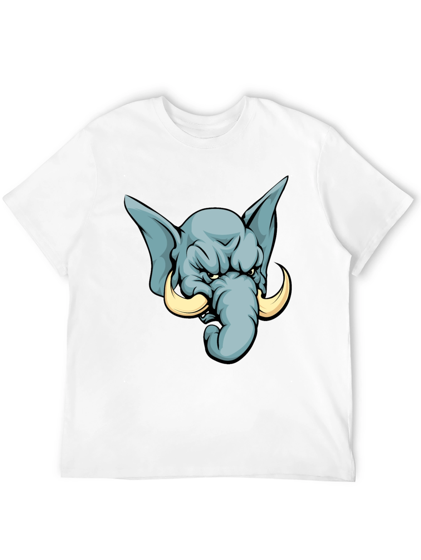 Angry Elephant Cartoon T-Shirt - Black