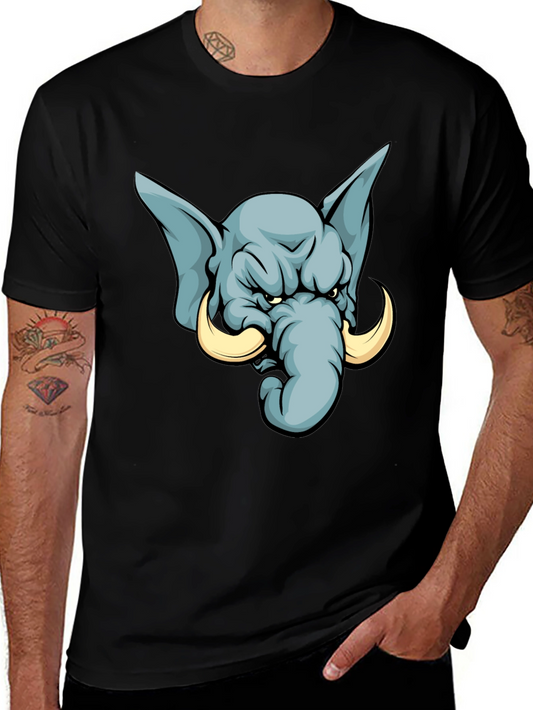 Angry Elephant Cartoon T-Shirt - Black