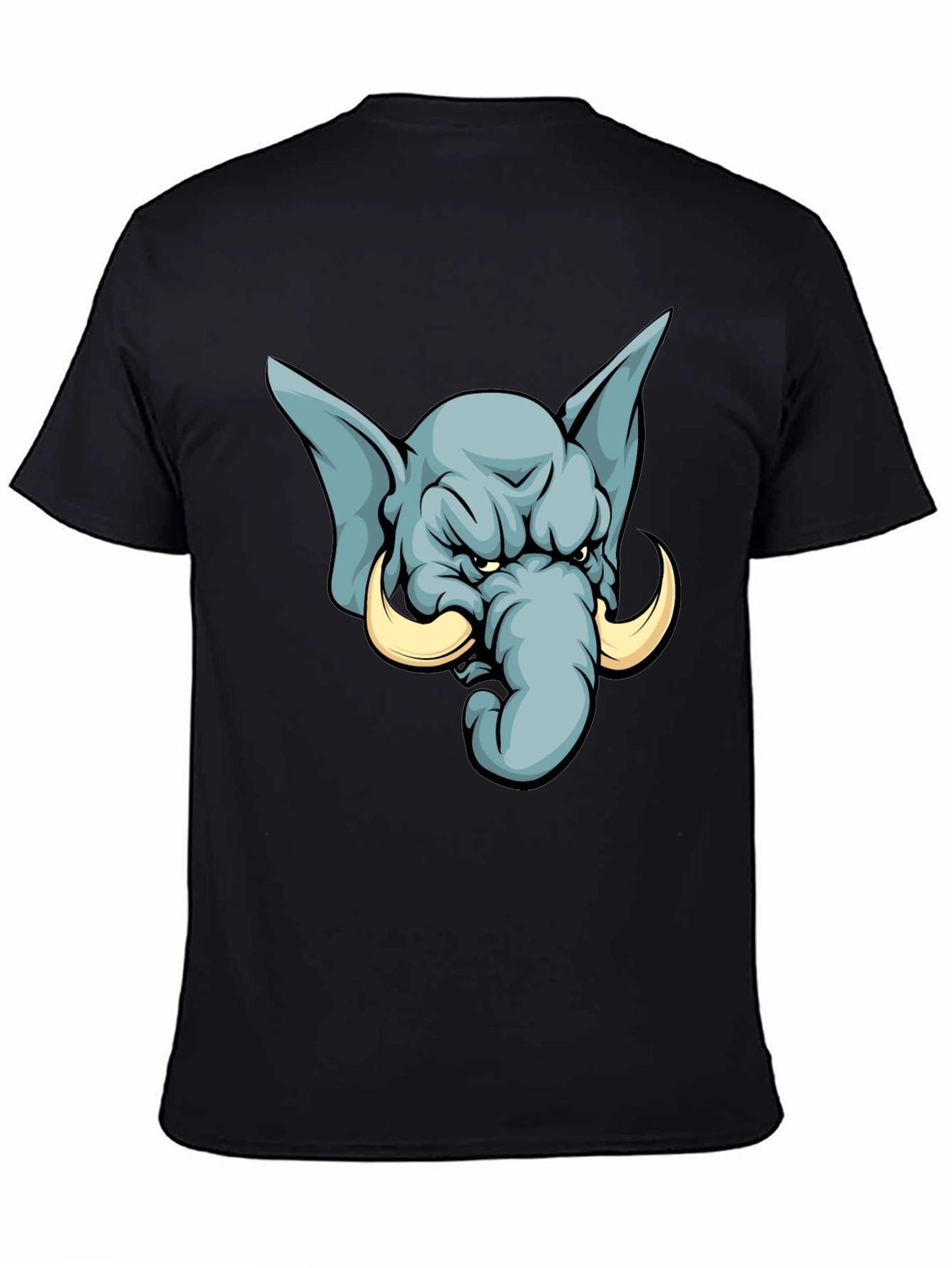 Angry Elephant Cartoon T-Shirt - Black