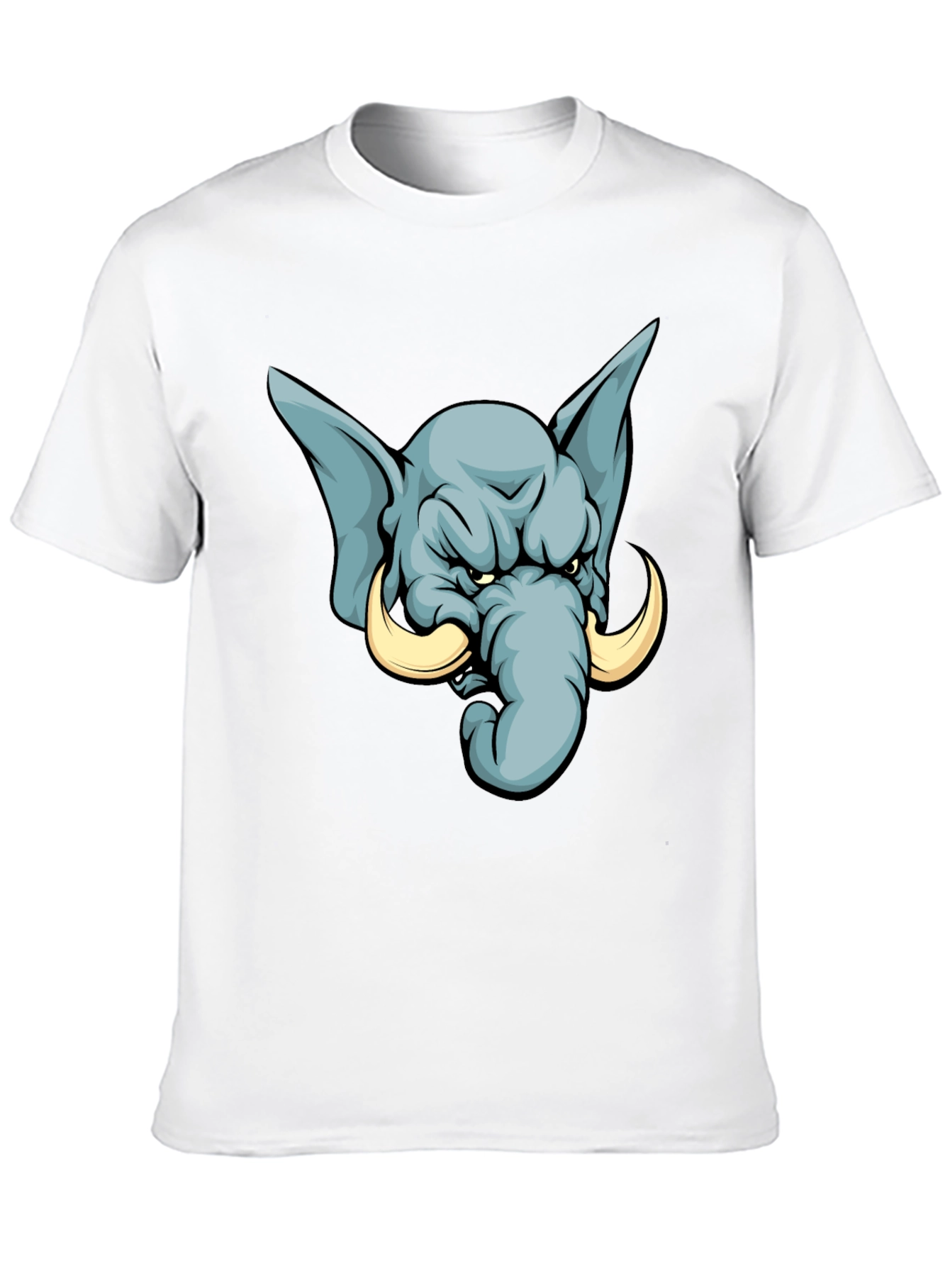 Angry Elephant Cartoon T-Shirt - Black