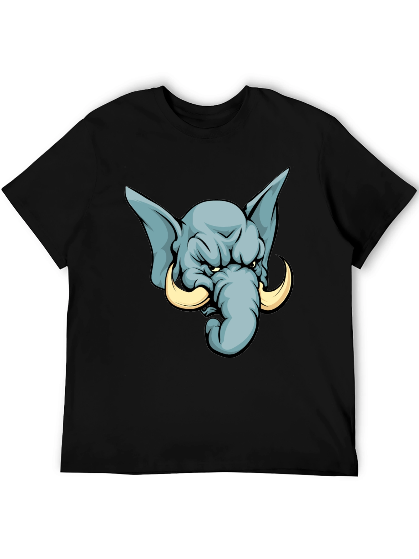 Angry Elephant Cartoon T-Shirt - Black