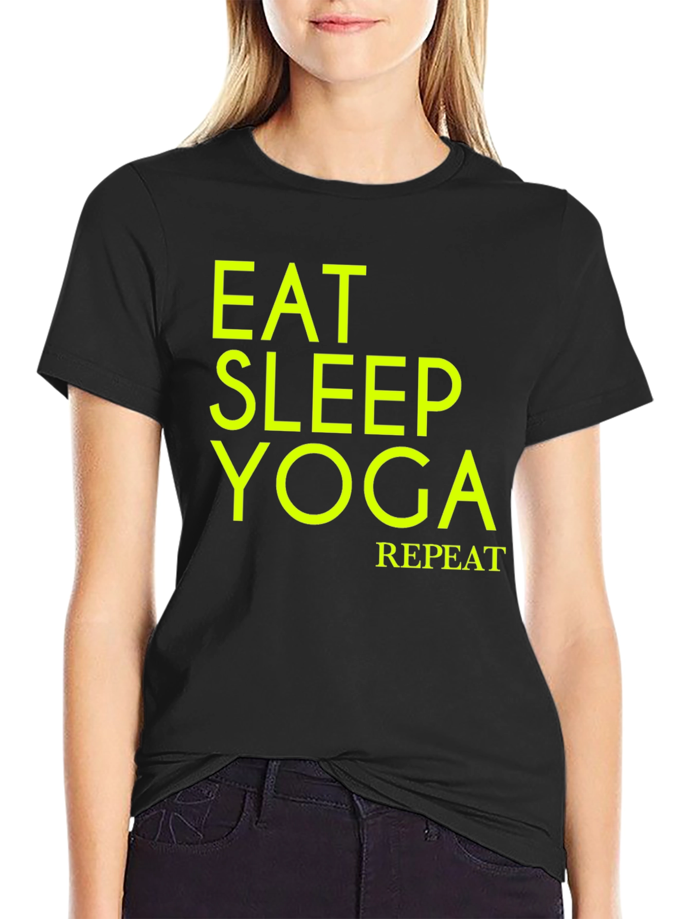 Eat Sleep Yoga Repeat Black T-Shirt