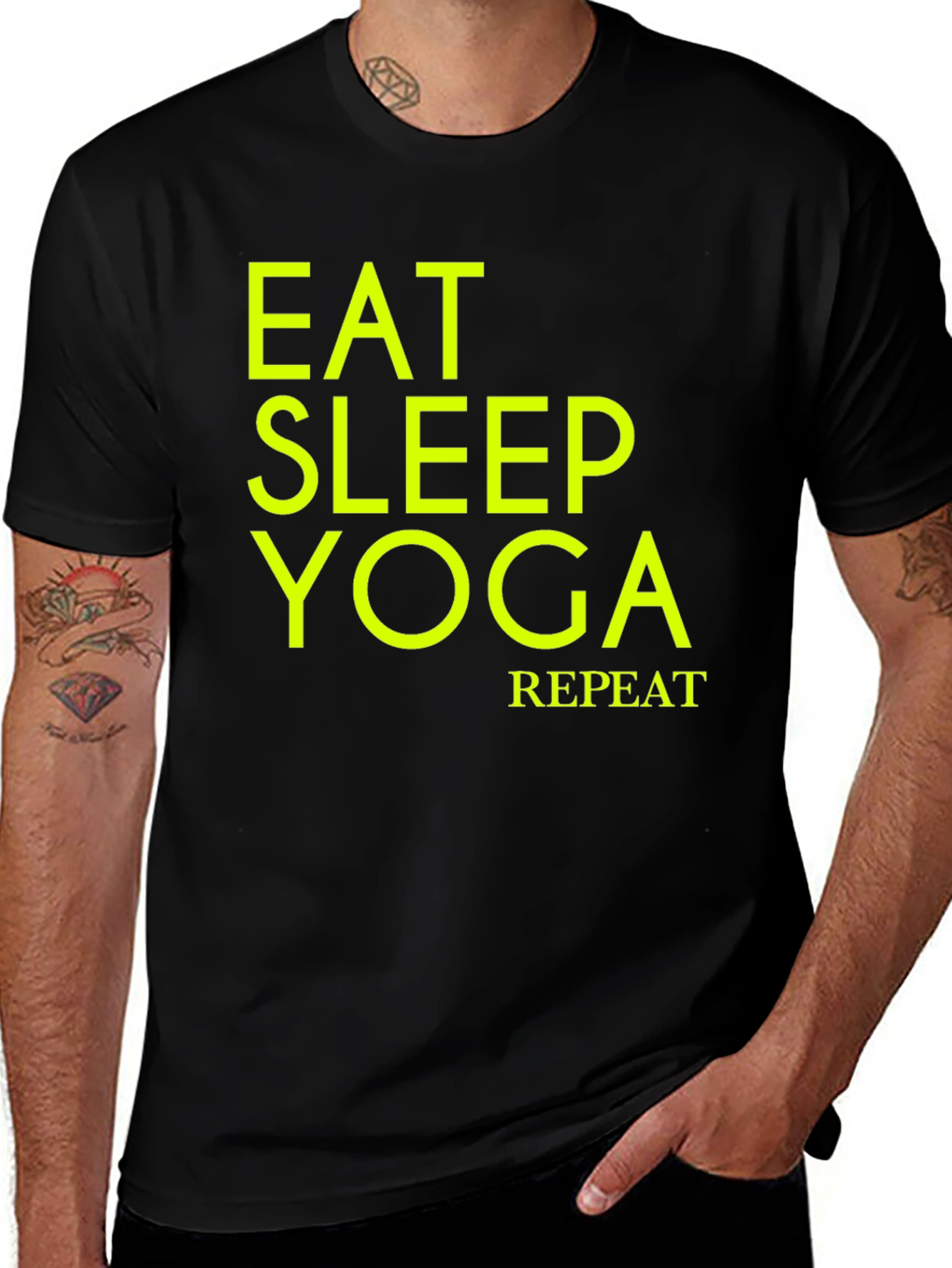Eat Sleep Yoga Repeat Black T-Shirt