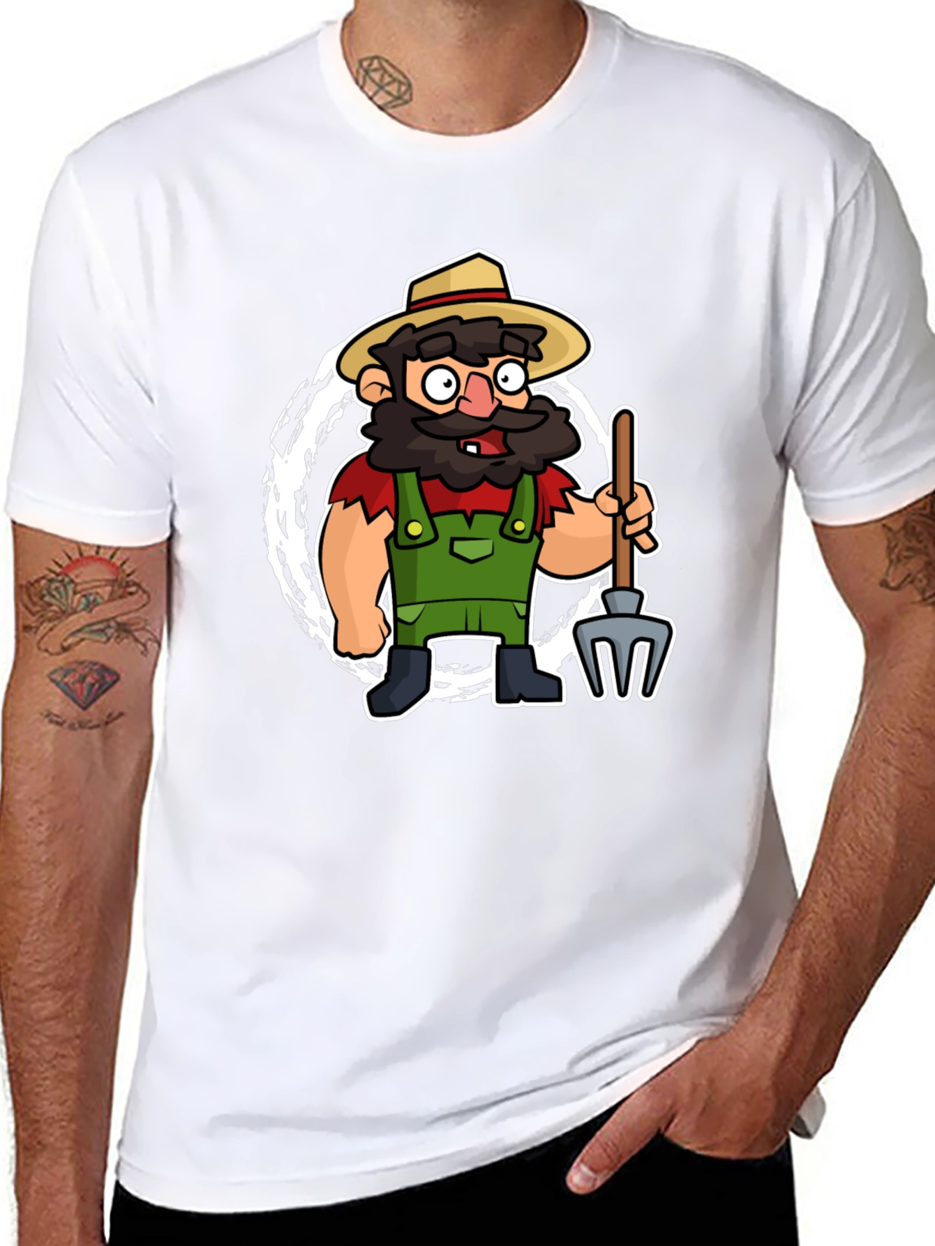Cartoon Farmer Graphic Tee - Quirky & Fun