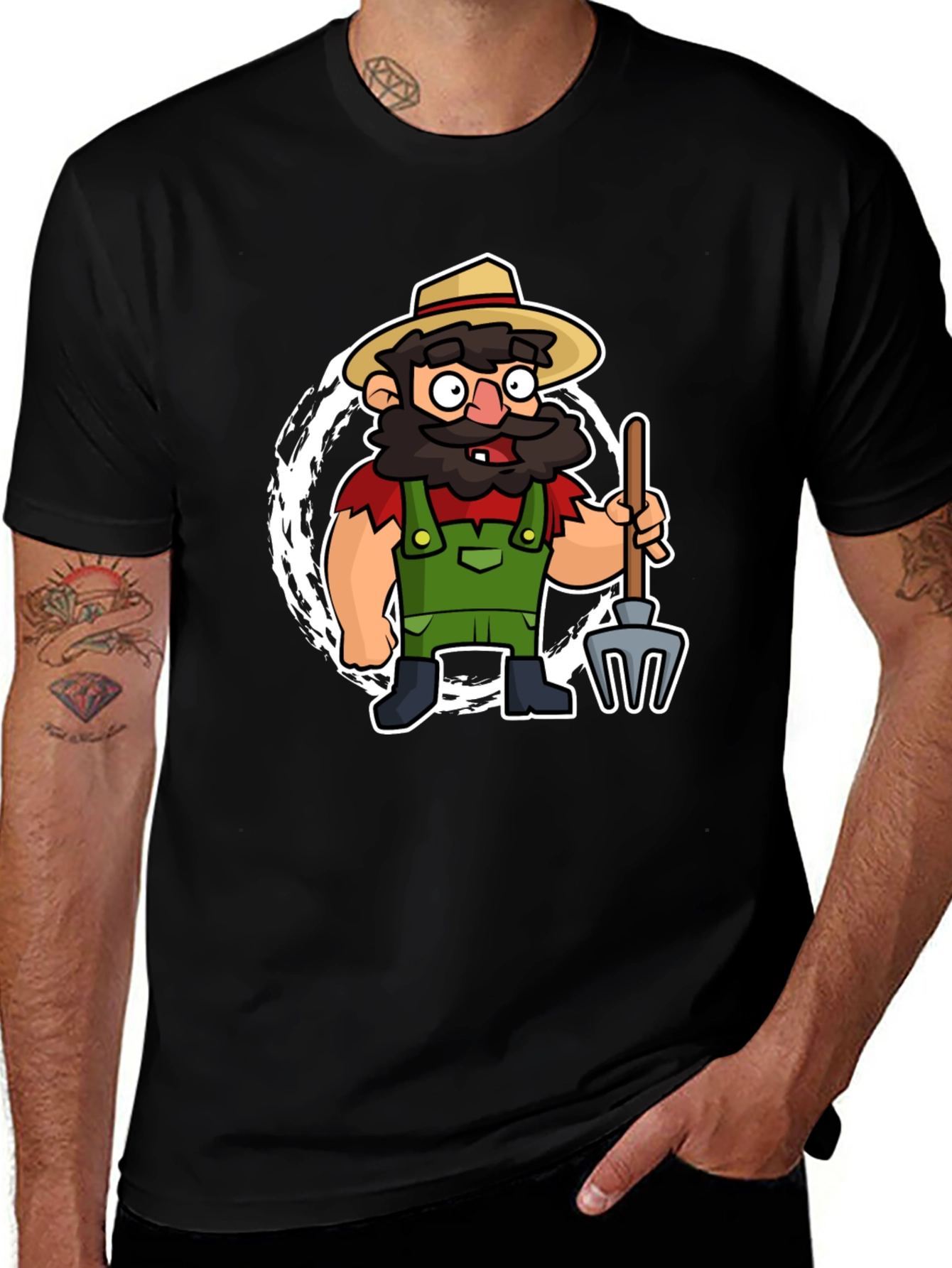 Cartoon Farmer Graphic Tee - Quirky & Fun