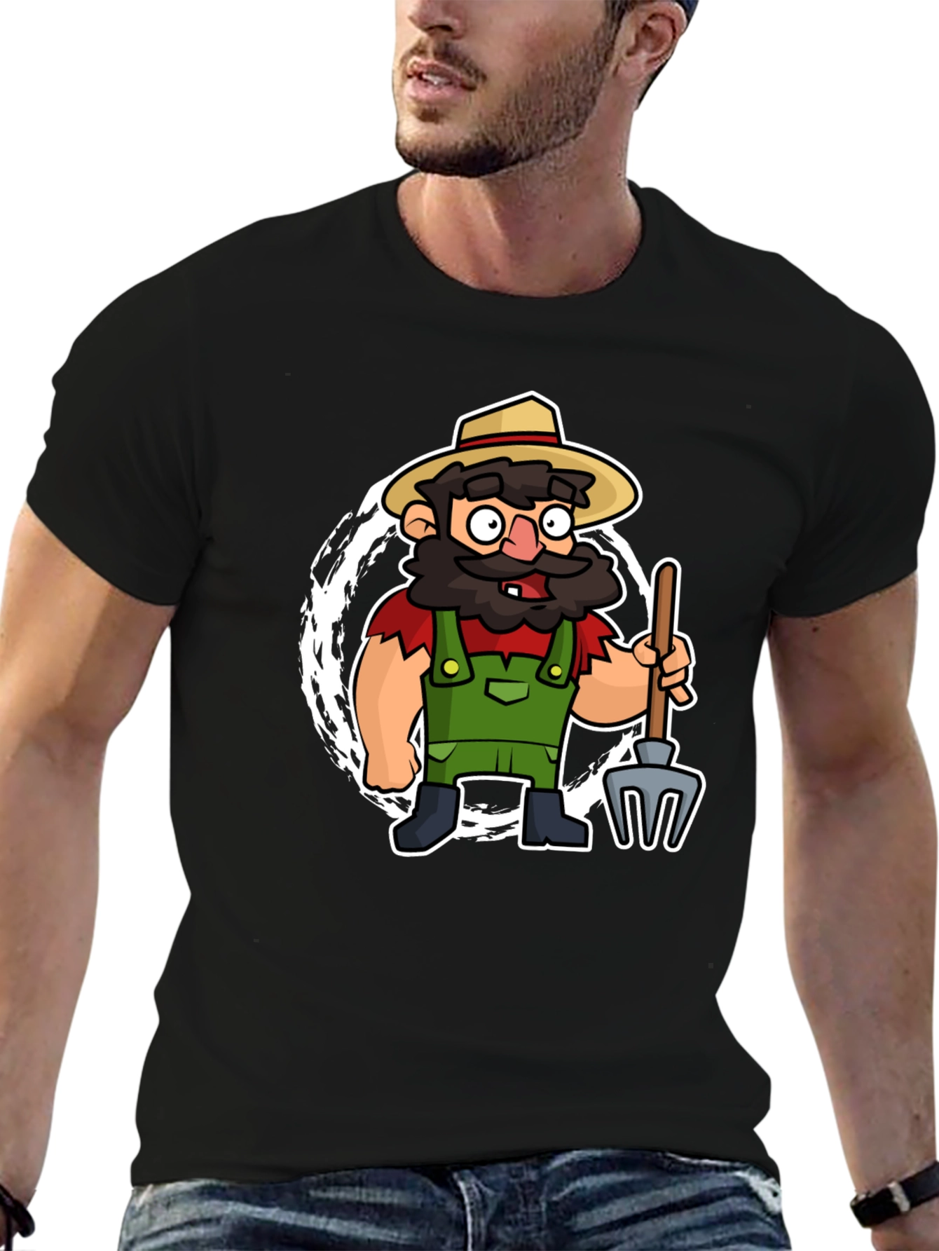 Cartoon Farmer Graphic Tee - Quirky & Fun