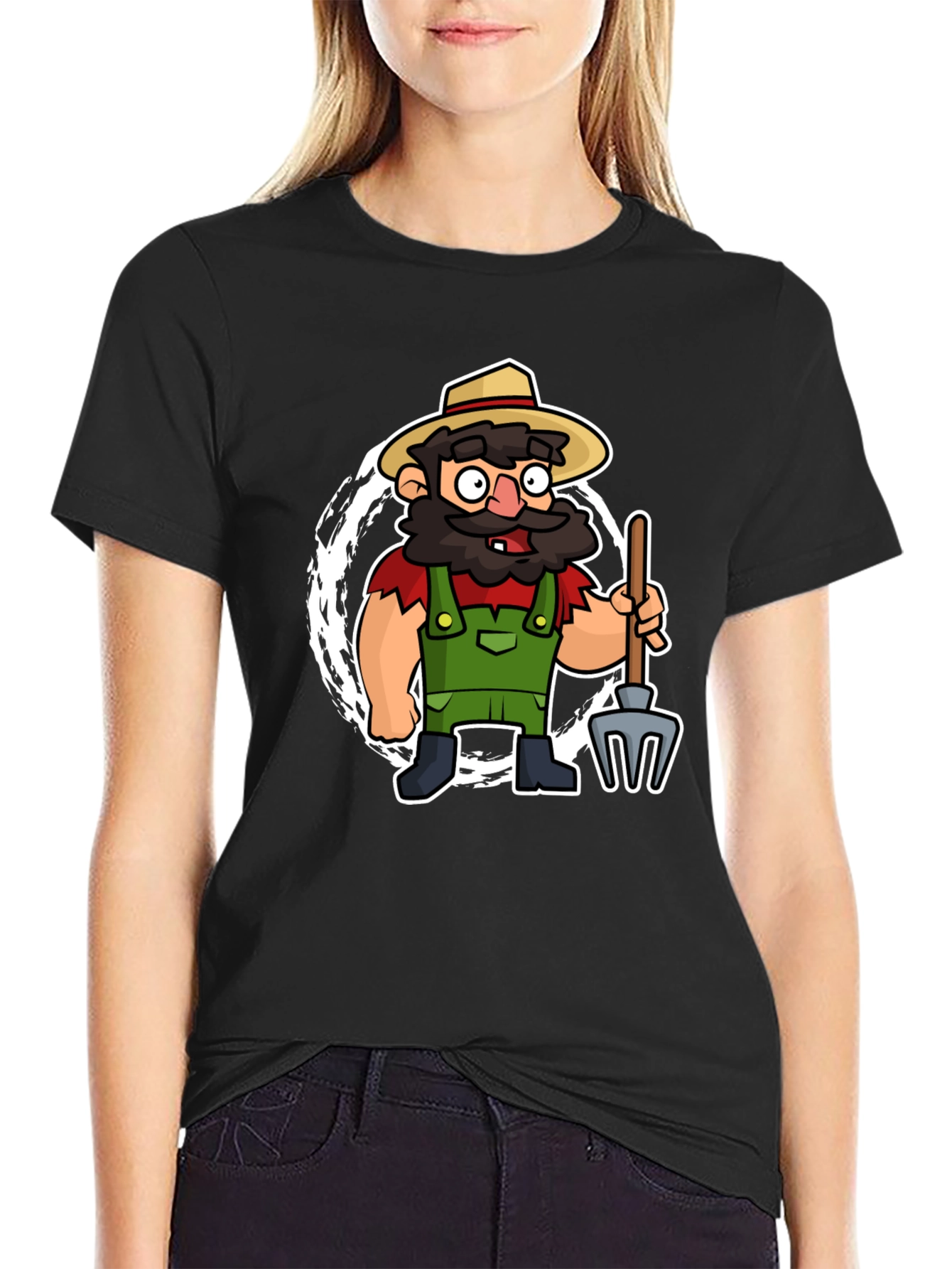 Cartoon Farmer Graphic Tee - Quirky & Fun