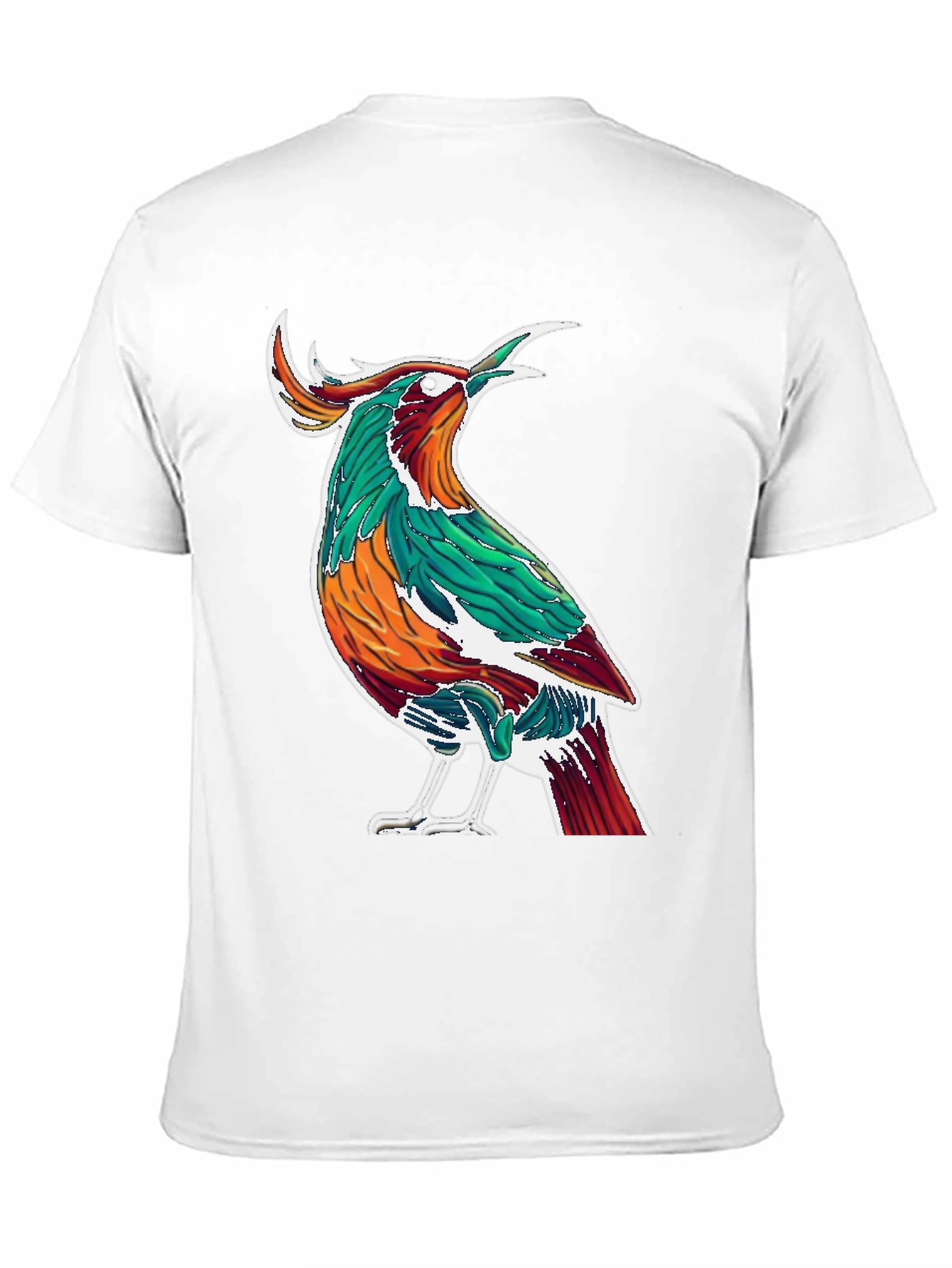 Artistic Bird Print Black T-Shirt