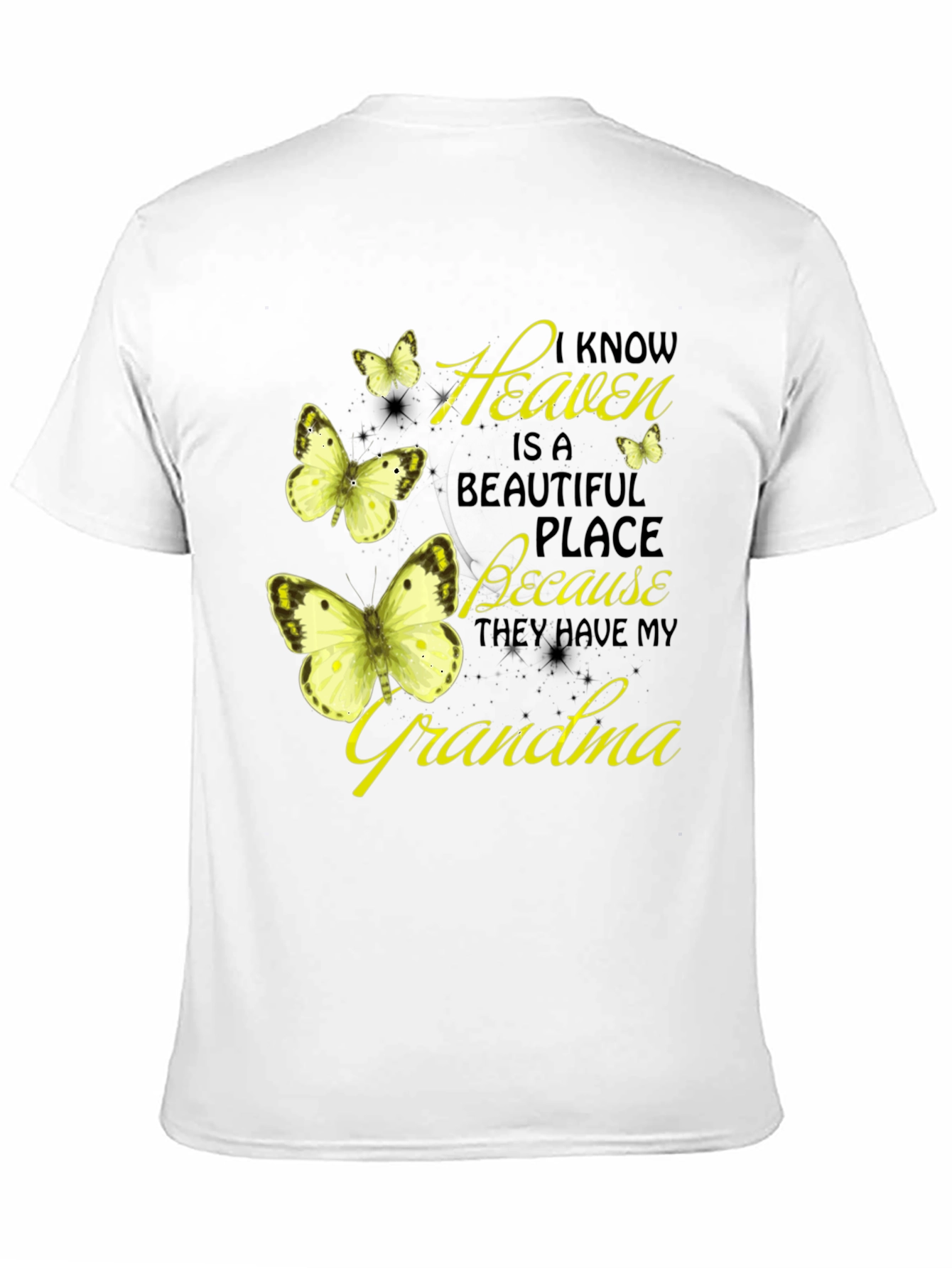 Heavenly Grandma Butterfly T-Shirt - Black