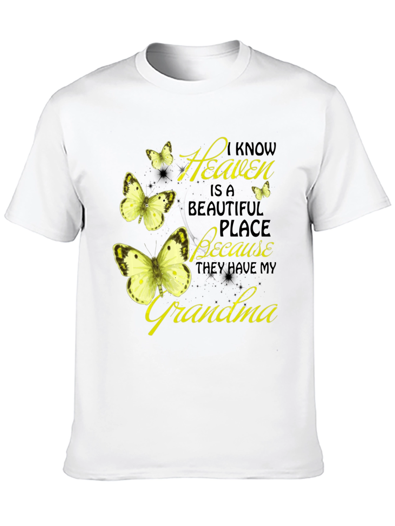Heavenly Grandma Butterfly T-Shirt - Black