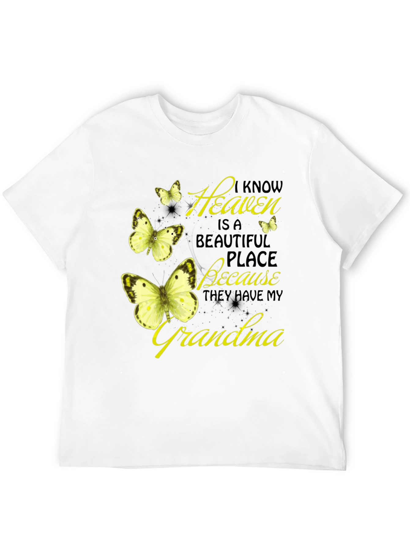 Heavenly Grandma Butterfly T-Shirt - Black