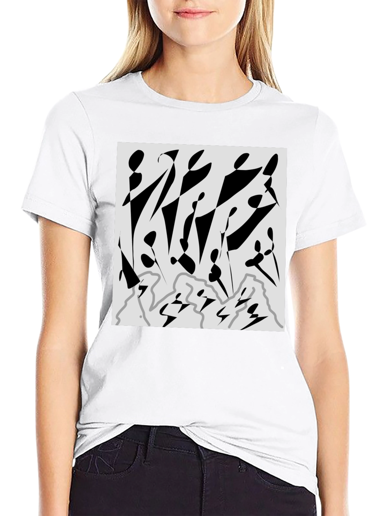 Abstract Graphic Print Black T-Shirt