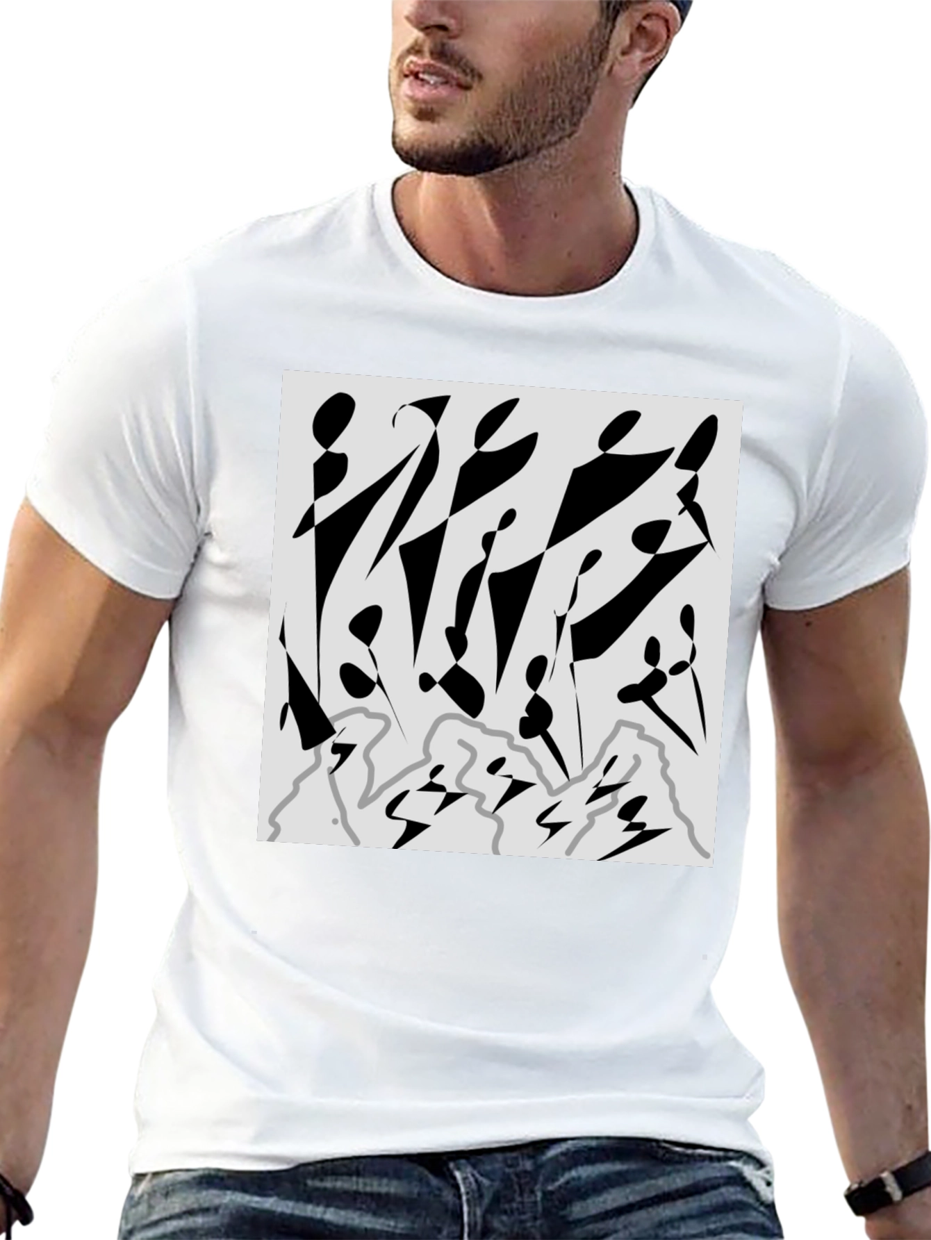 Abstract Graphic Print Black T-Shirt