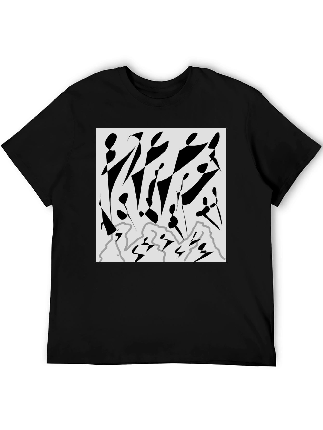 Abstract Graphic Print Black T-Shirt
