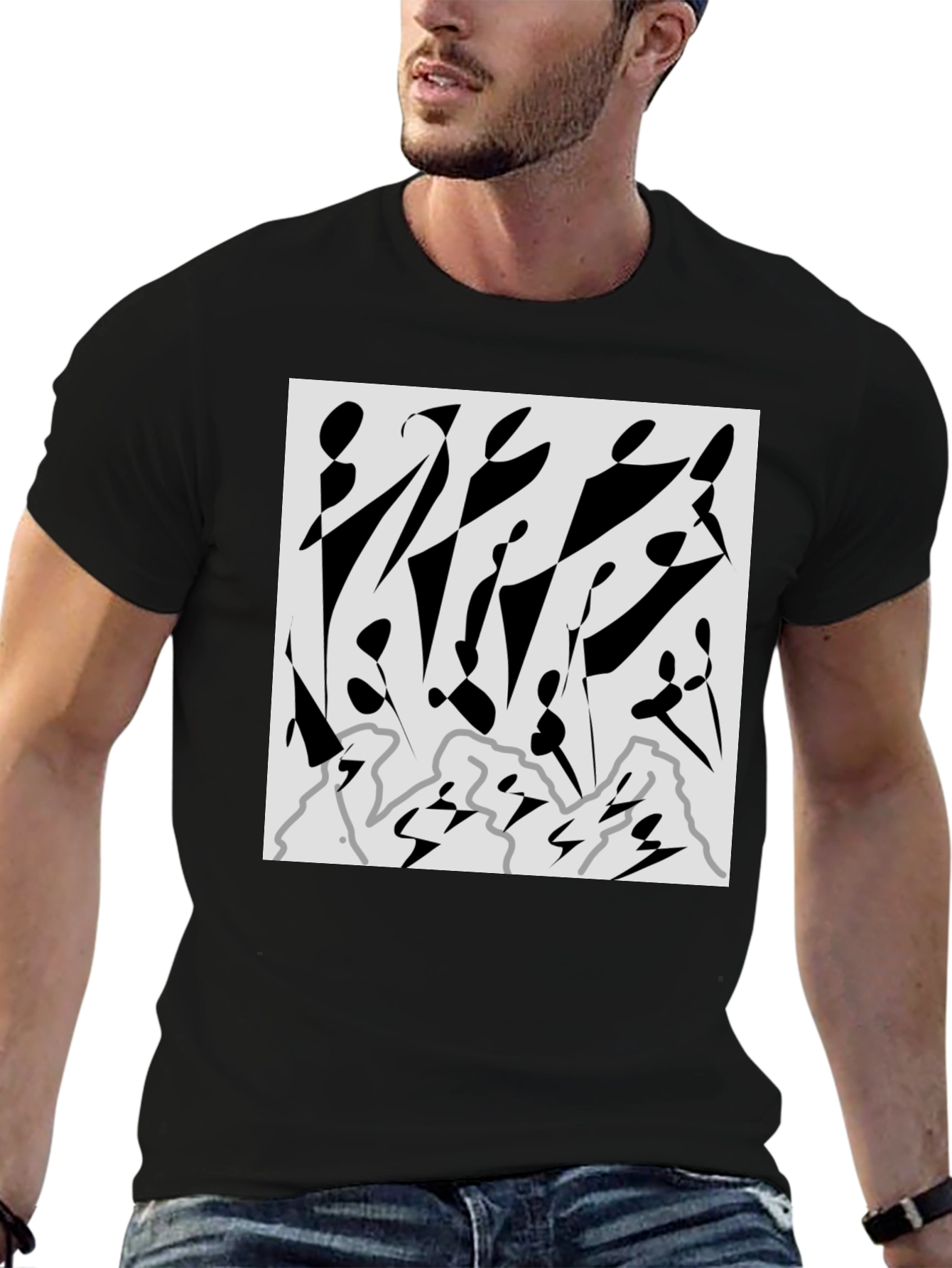 Abstract Graphic Print Black T-Shirt