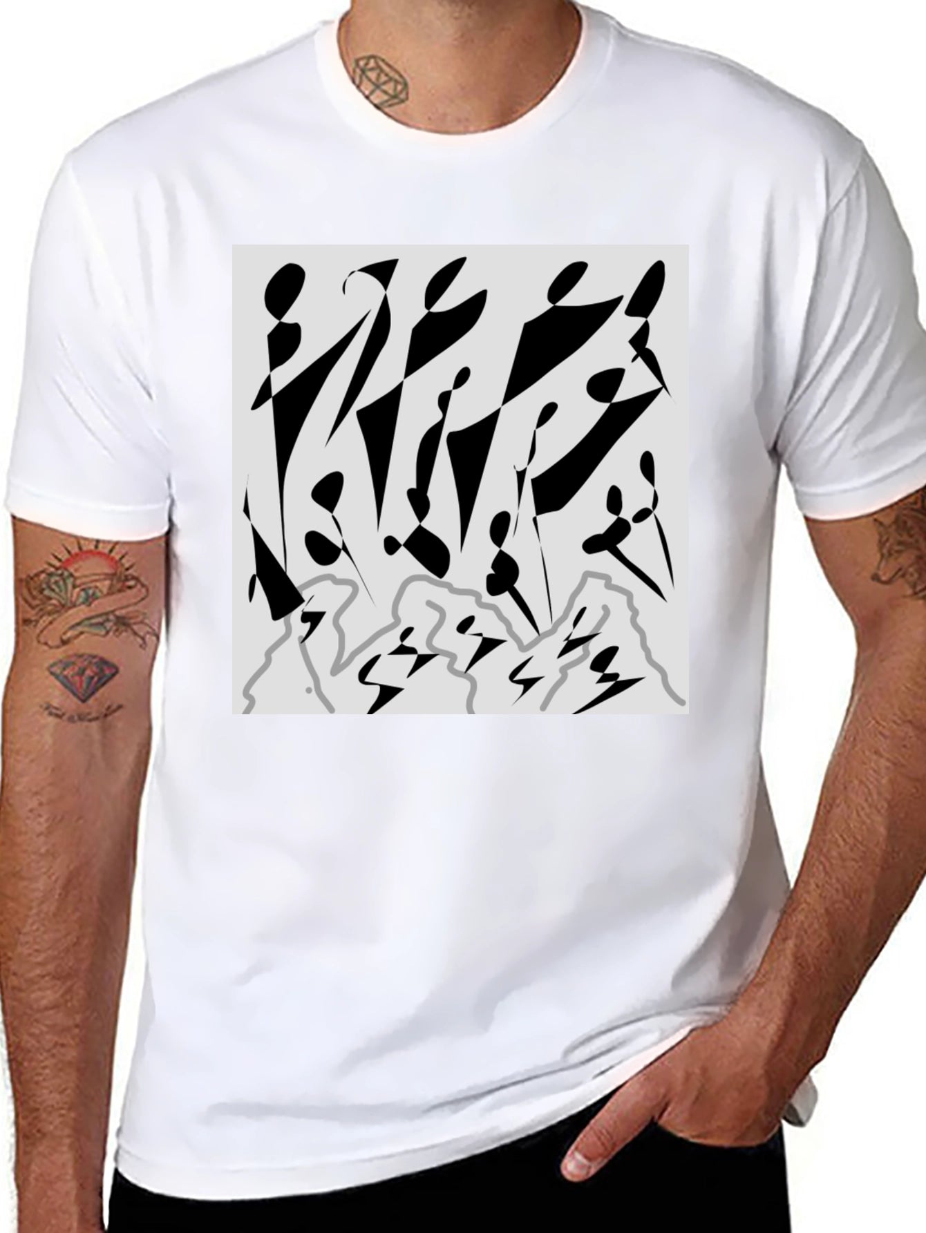 Abstract Graphic Print Black T-Shirt