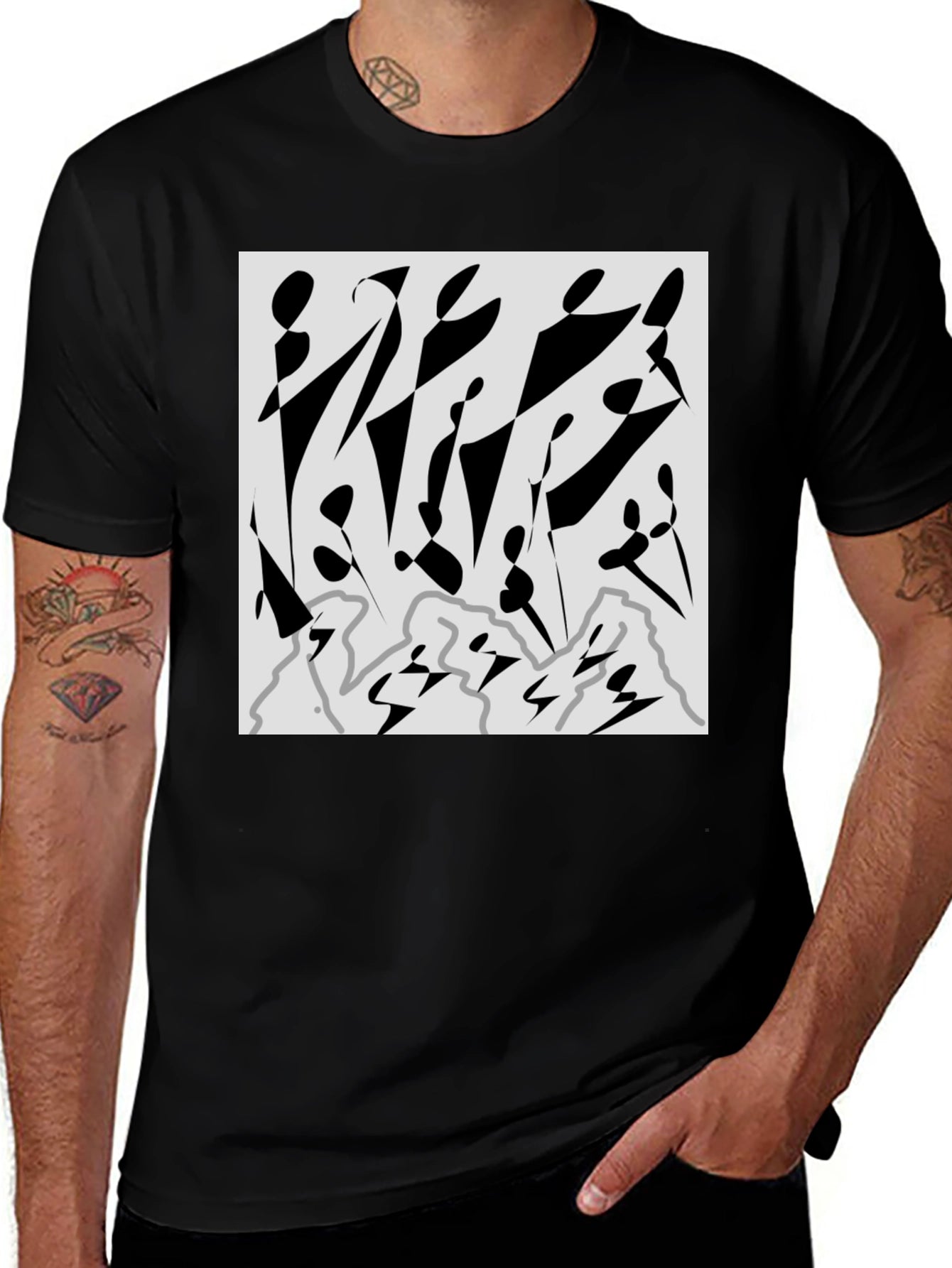 Abstract Graphic Print Black T-Shirt