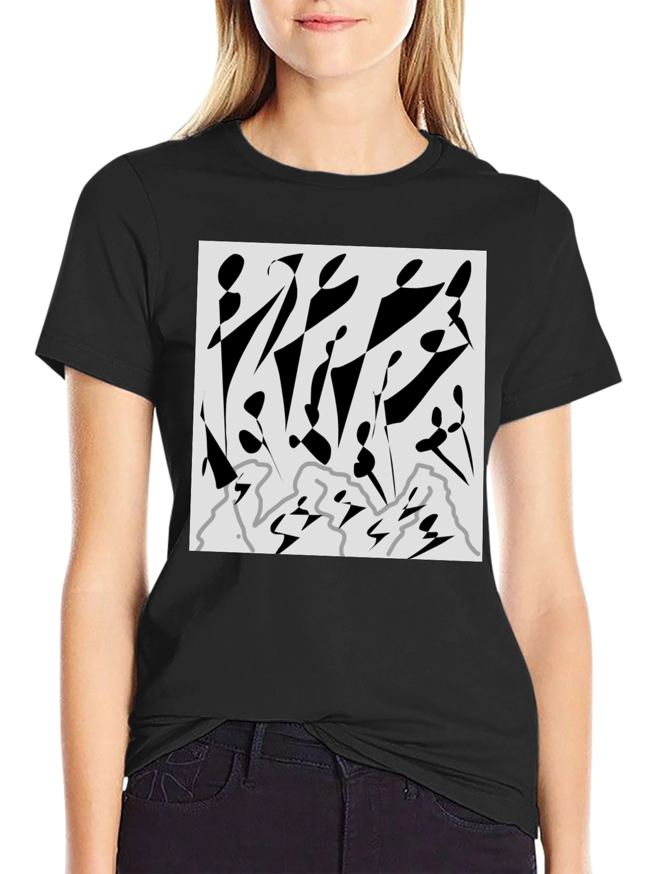 Abstract Graphic Print Black T-Shirt