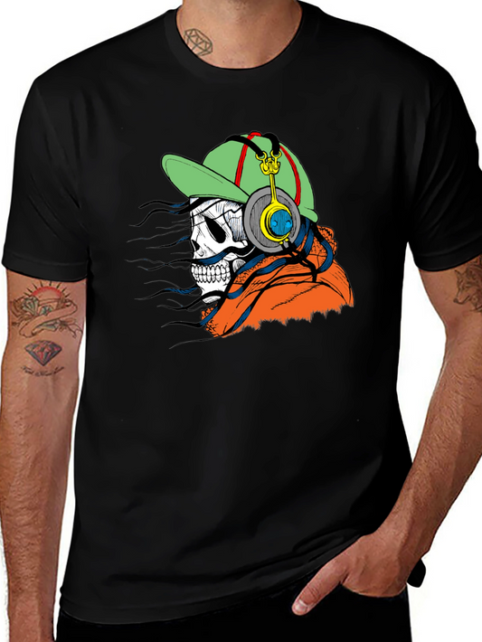 Edgy Skeleton Headphone Graphic Tee