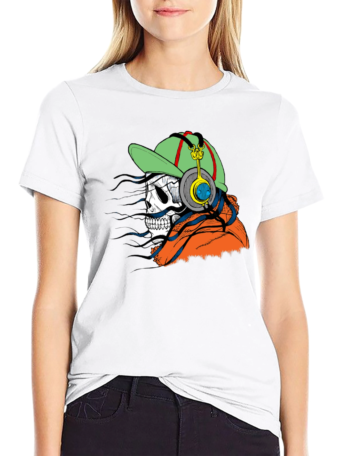 Edgy Skeleton Headphone Graphic Tee