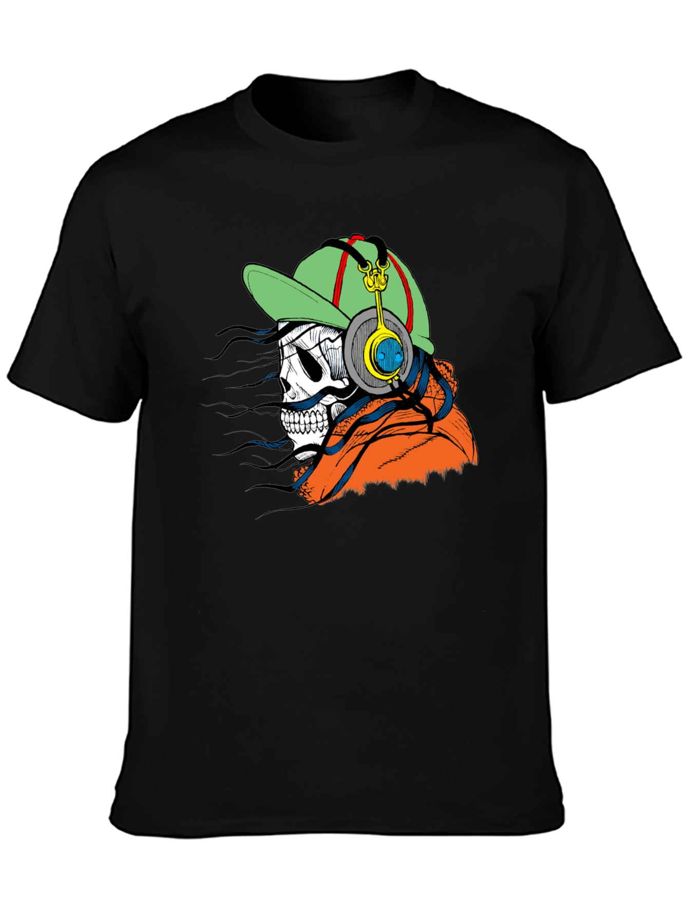 Edgy Skeleton Headphone Graphic Tee