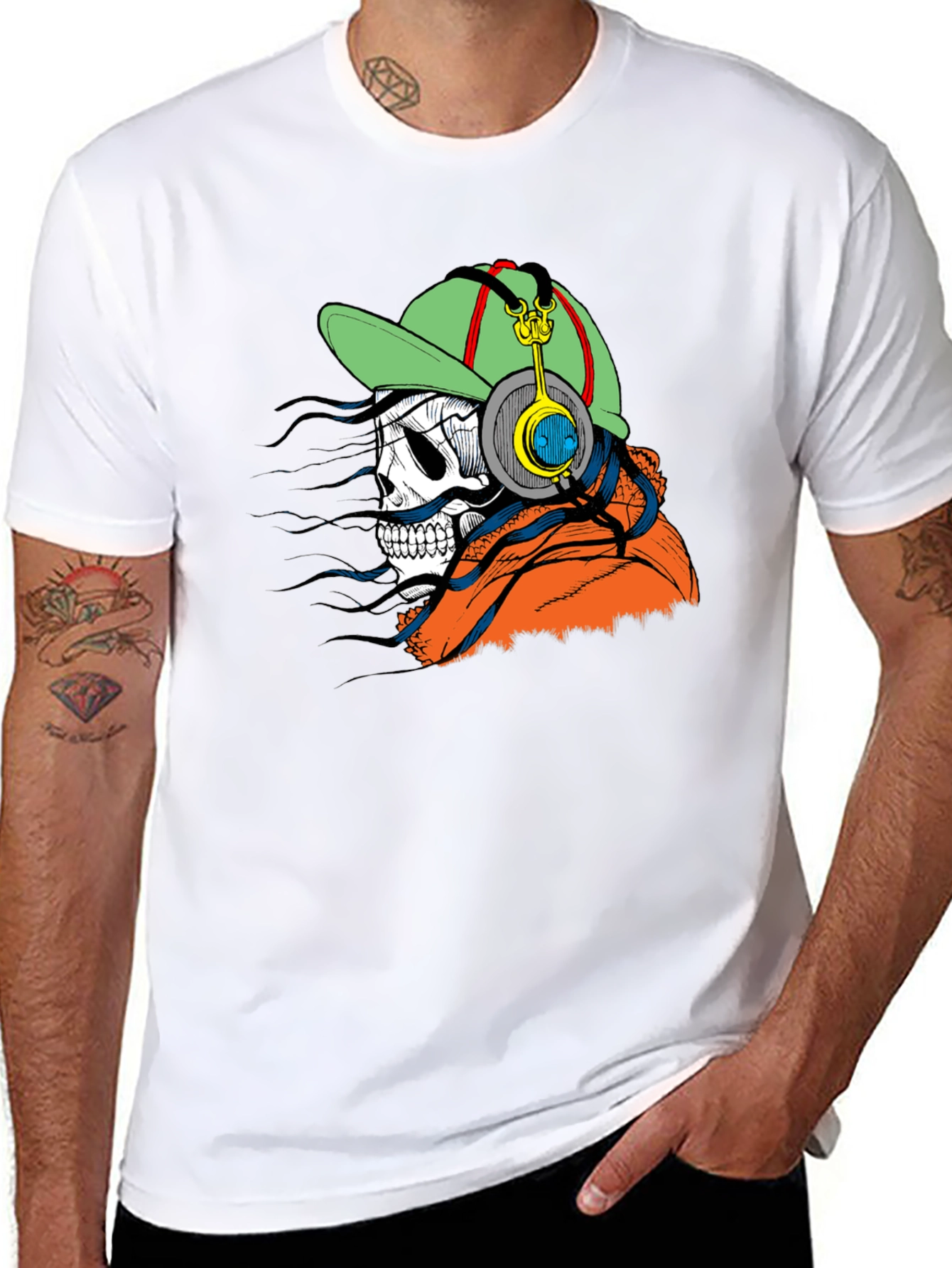 Edgy Skeleton Headphone Graphic Tee
