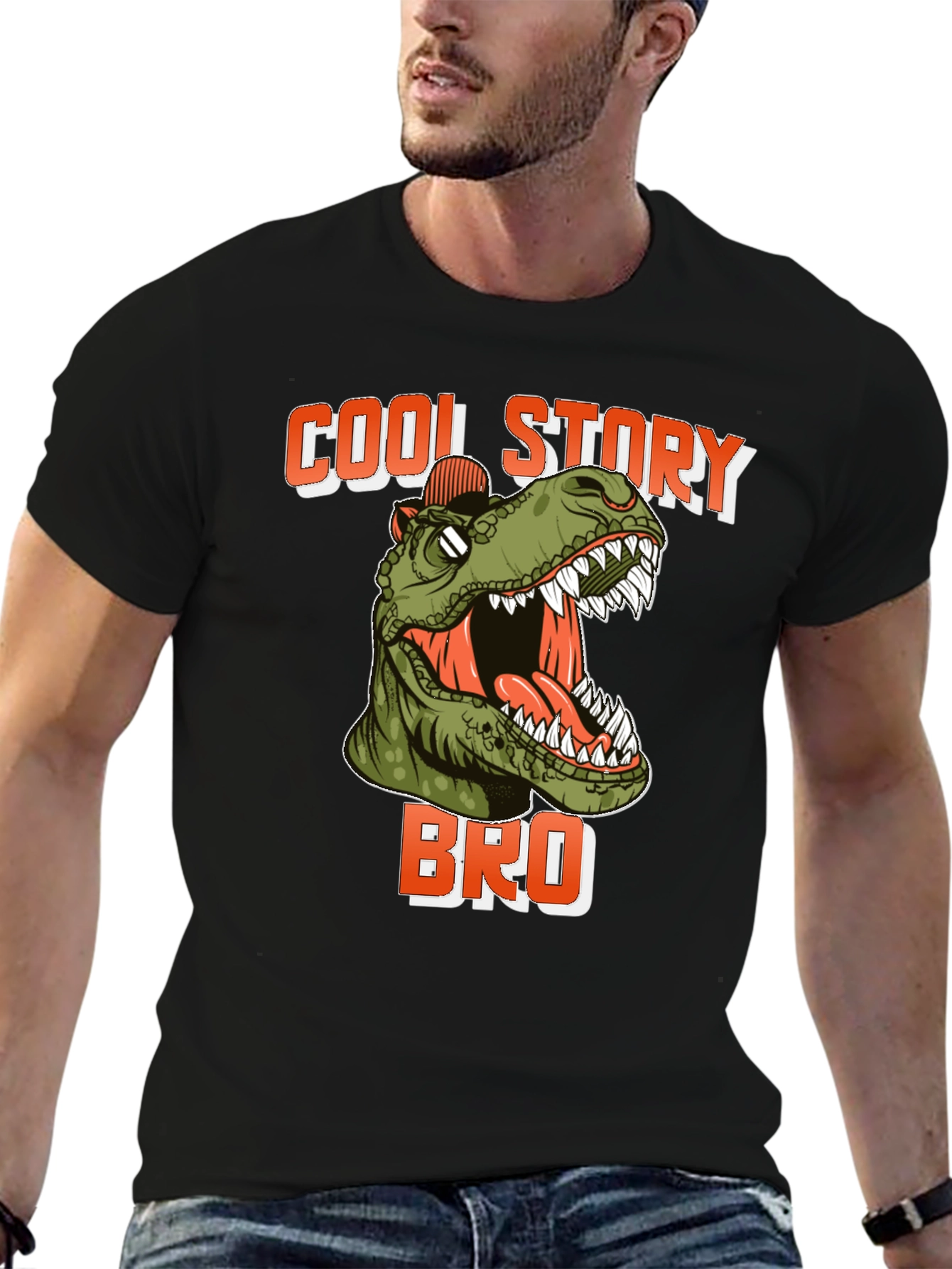 Cool Story Bro Dinosaur T-Shirt - Black