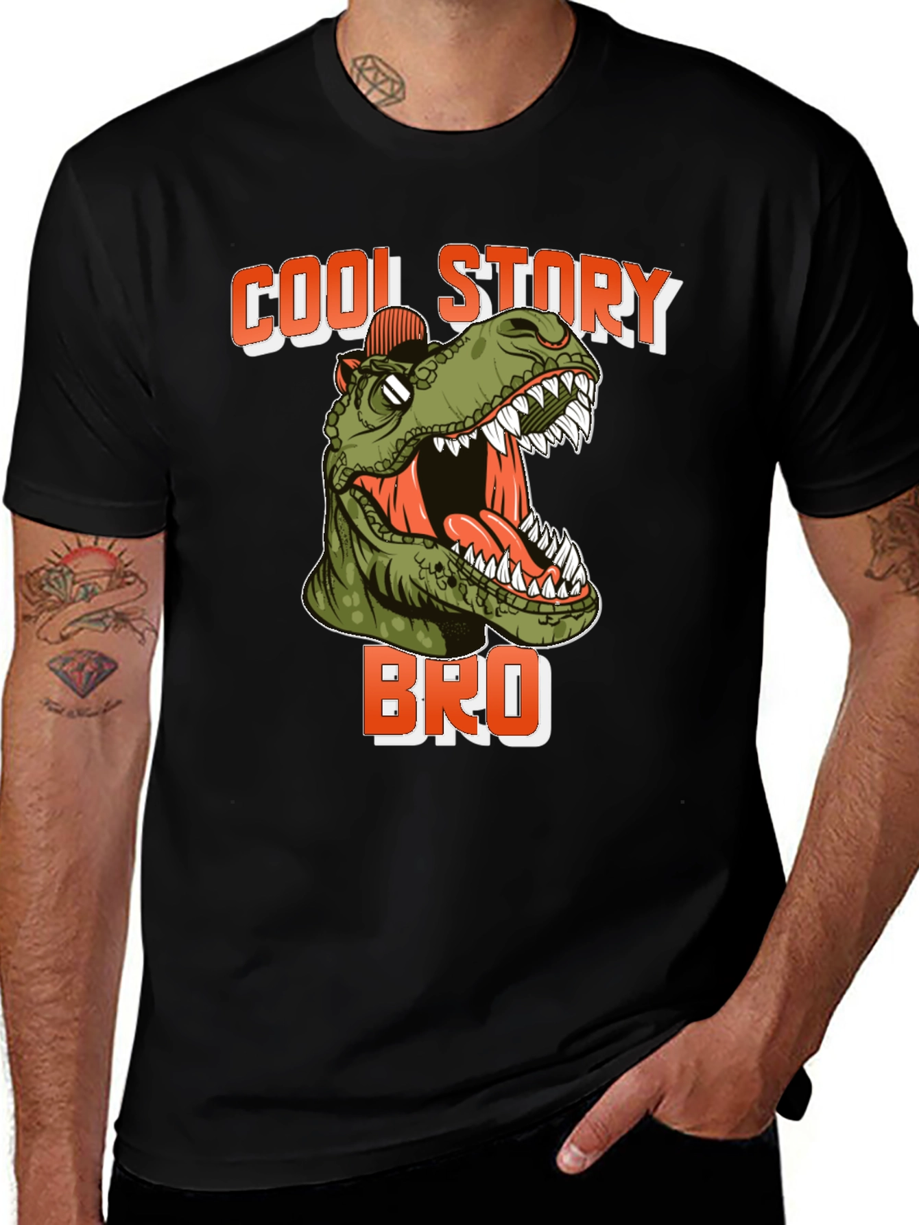 Cool Story Bro Dinosaur T-Shirt - Black