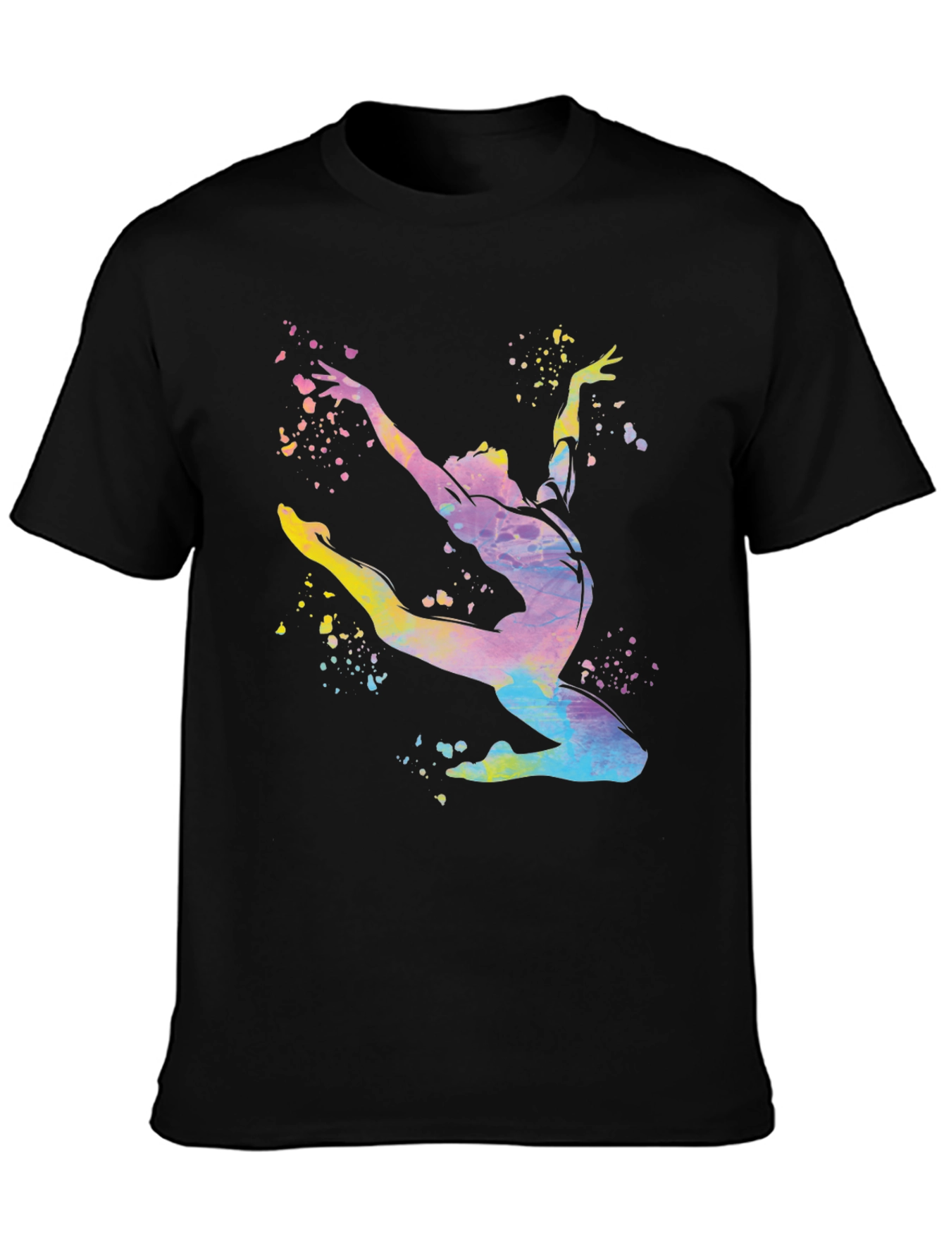 Watercolor Gymnast Black T-Shirt