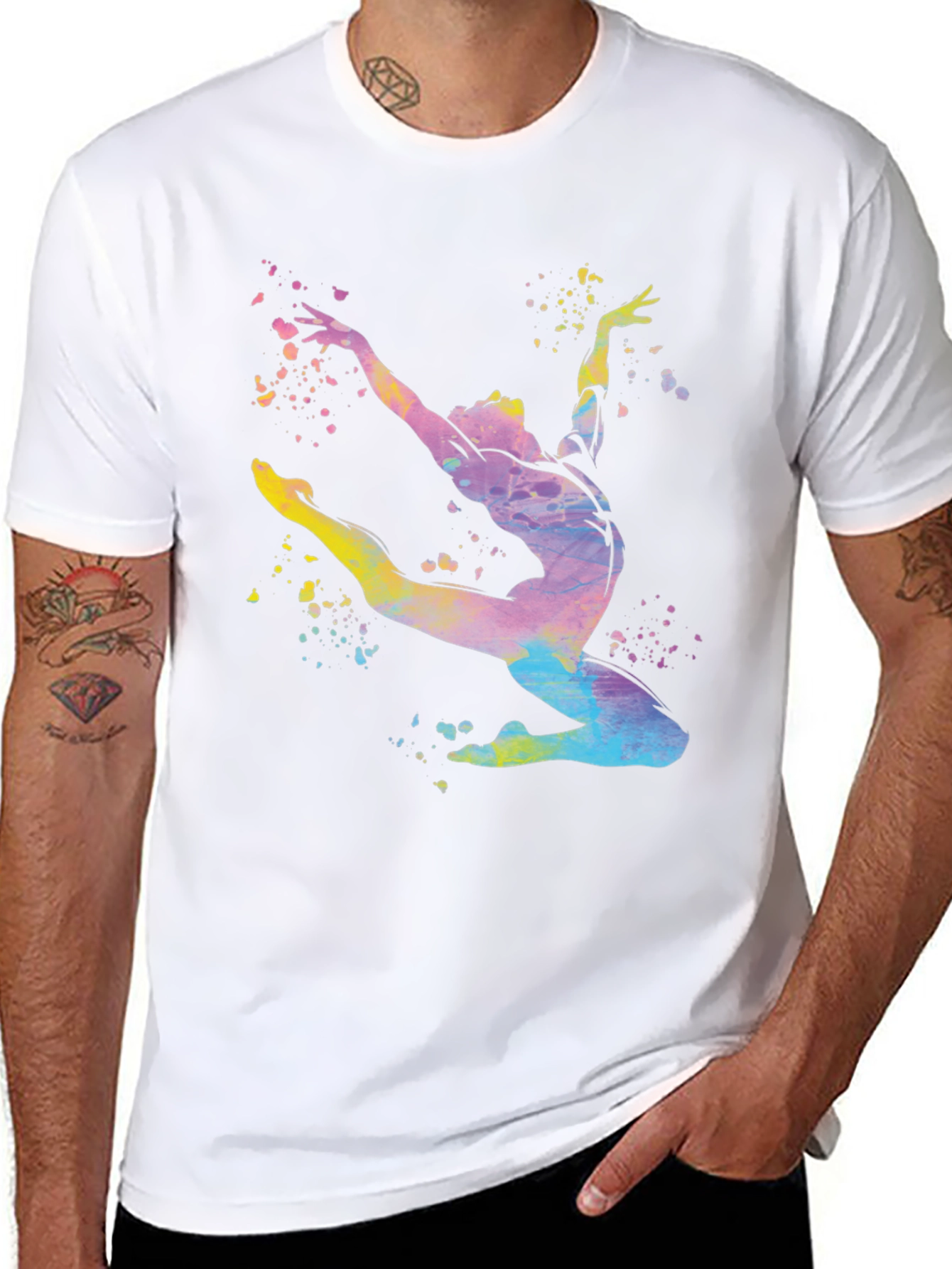 Watercolor Gymnast Black T-Shirt