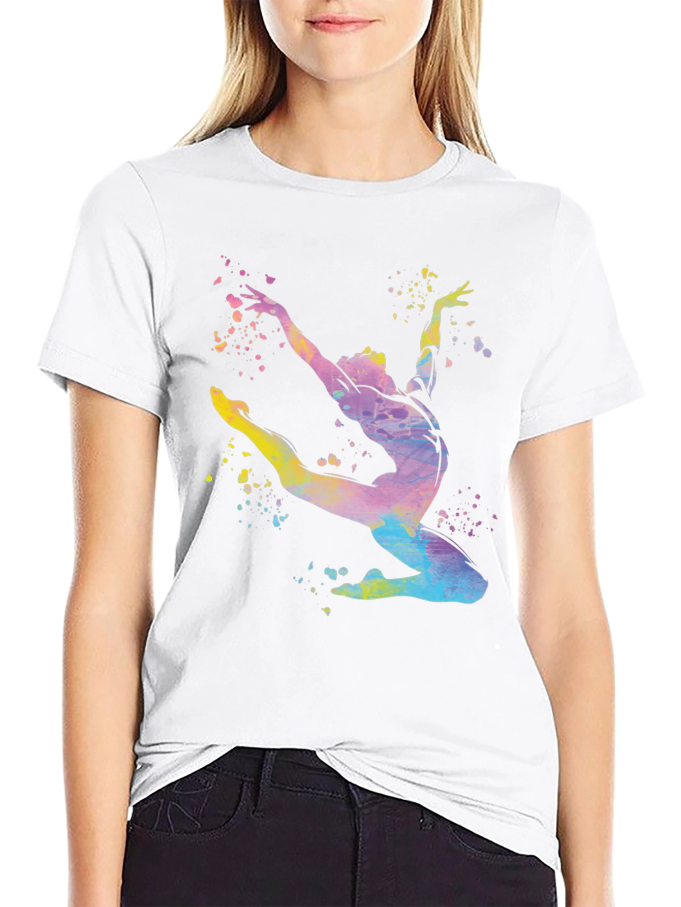 Watercolor Gymnast Black T-Shirt
