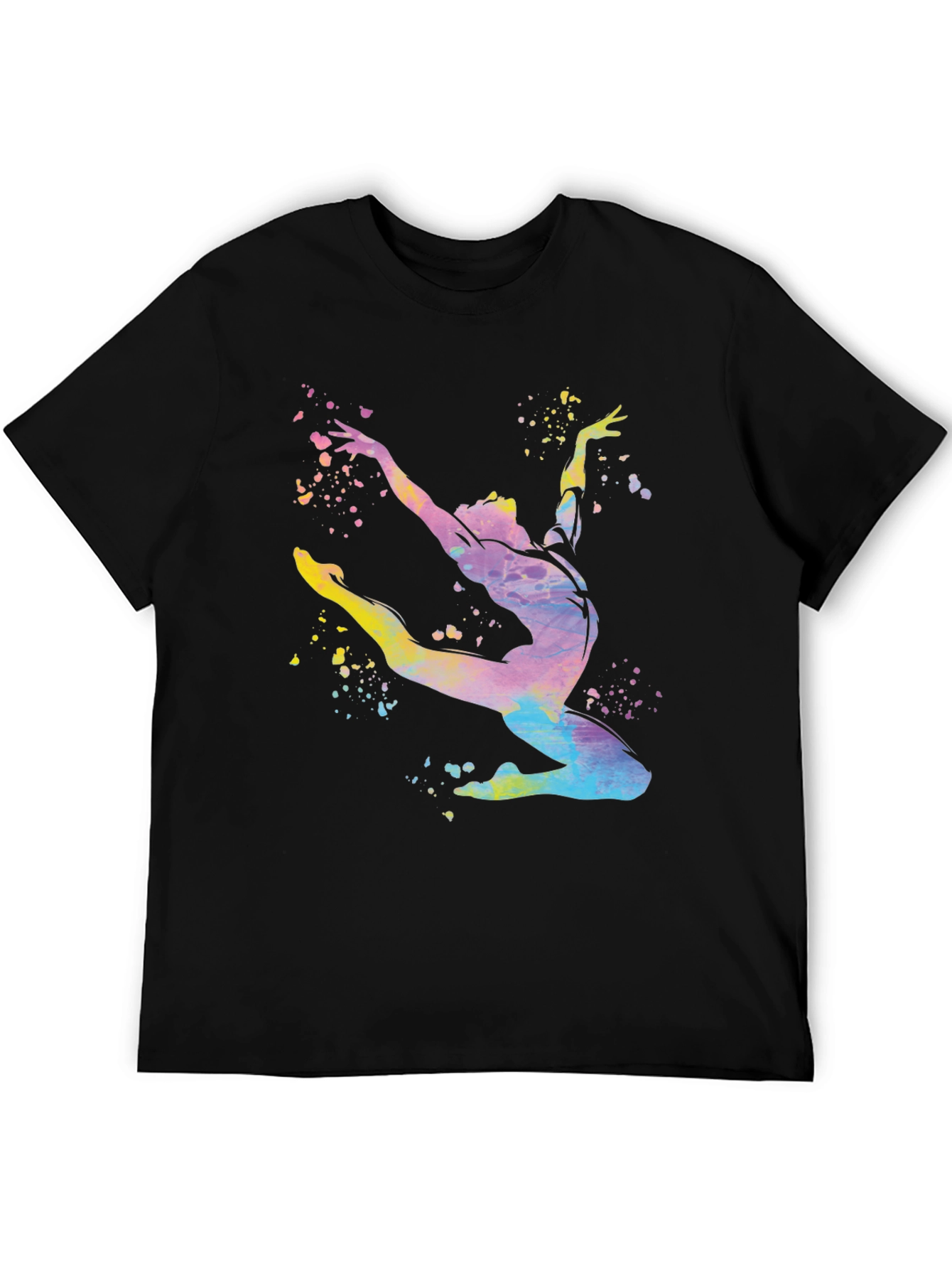 Watercolor Gymnast Black T-Shirt