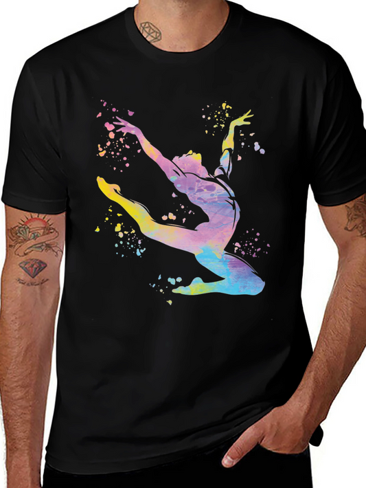 Watercolor Gymnast Black T-Shirt