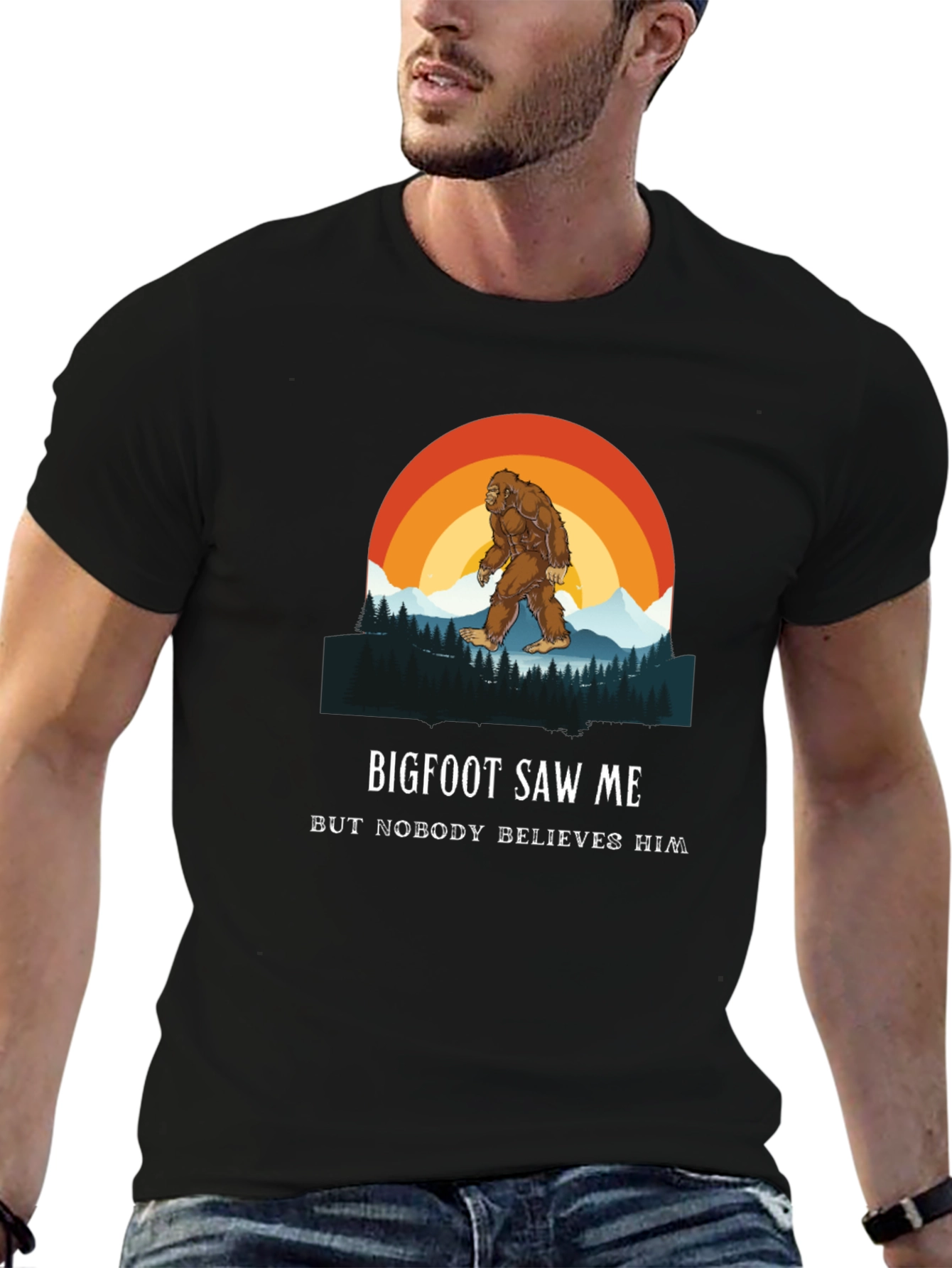 Bigfoot Saw Me Graphic Tee - Mens Black T-Shirt