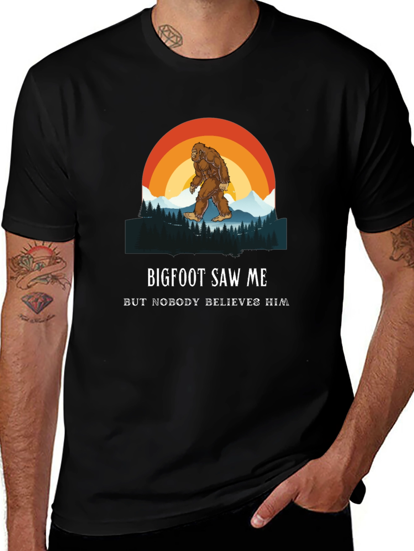 Bigfoot Saw Me Graphic Tee - Mens Black T-Shirt