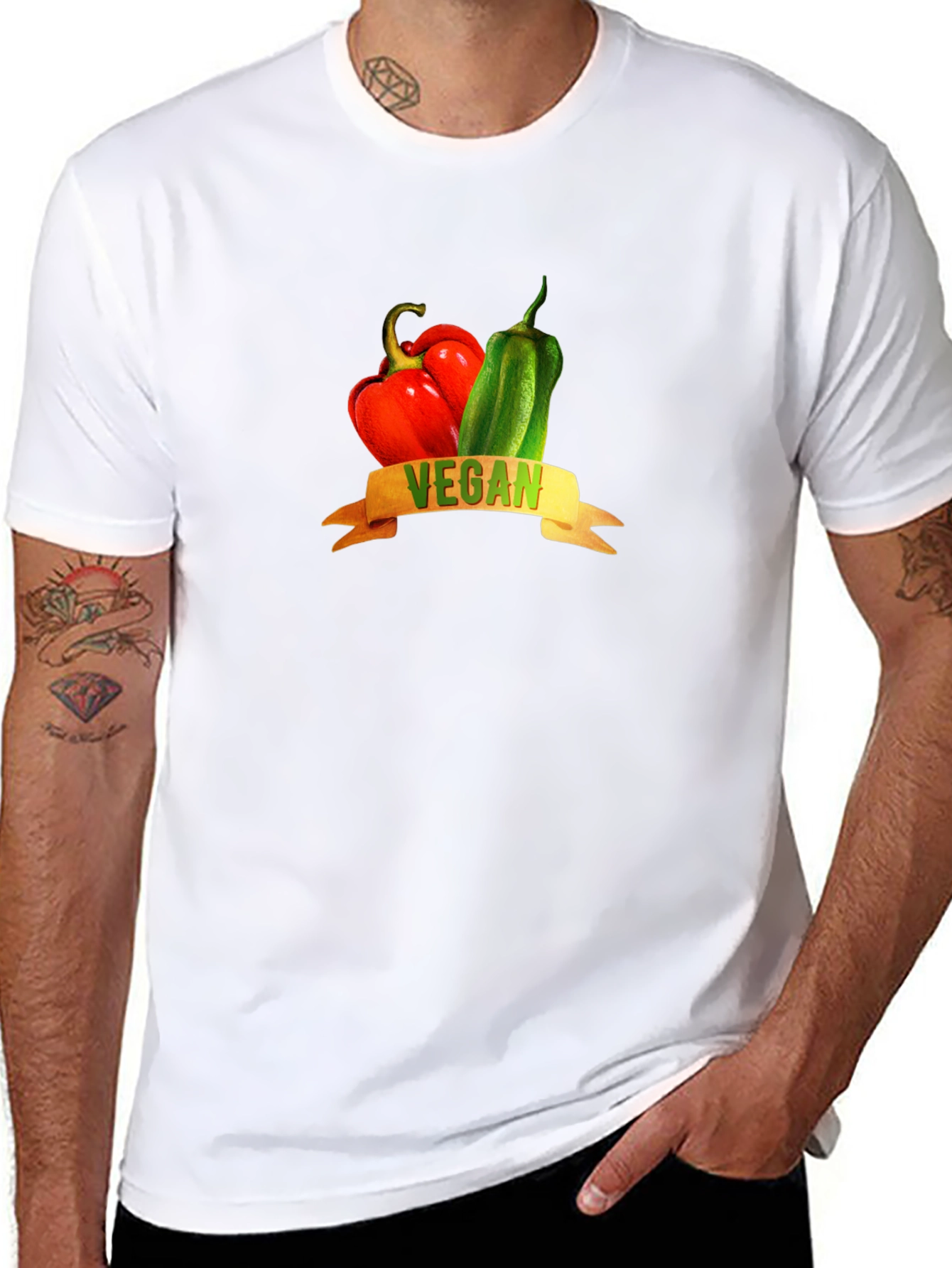 Vegan Graphic Tee - Red & Green Peppers
