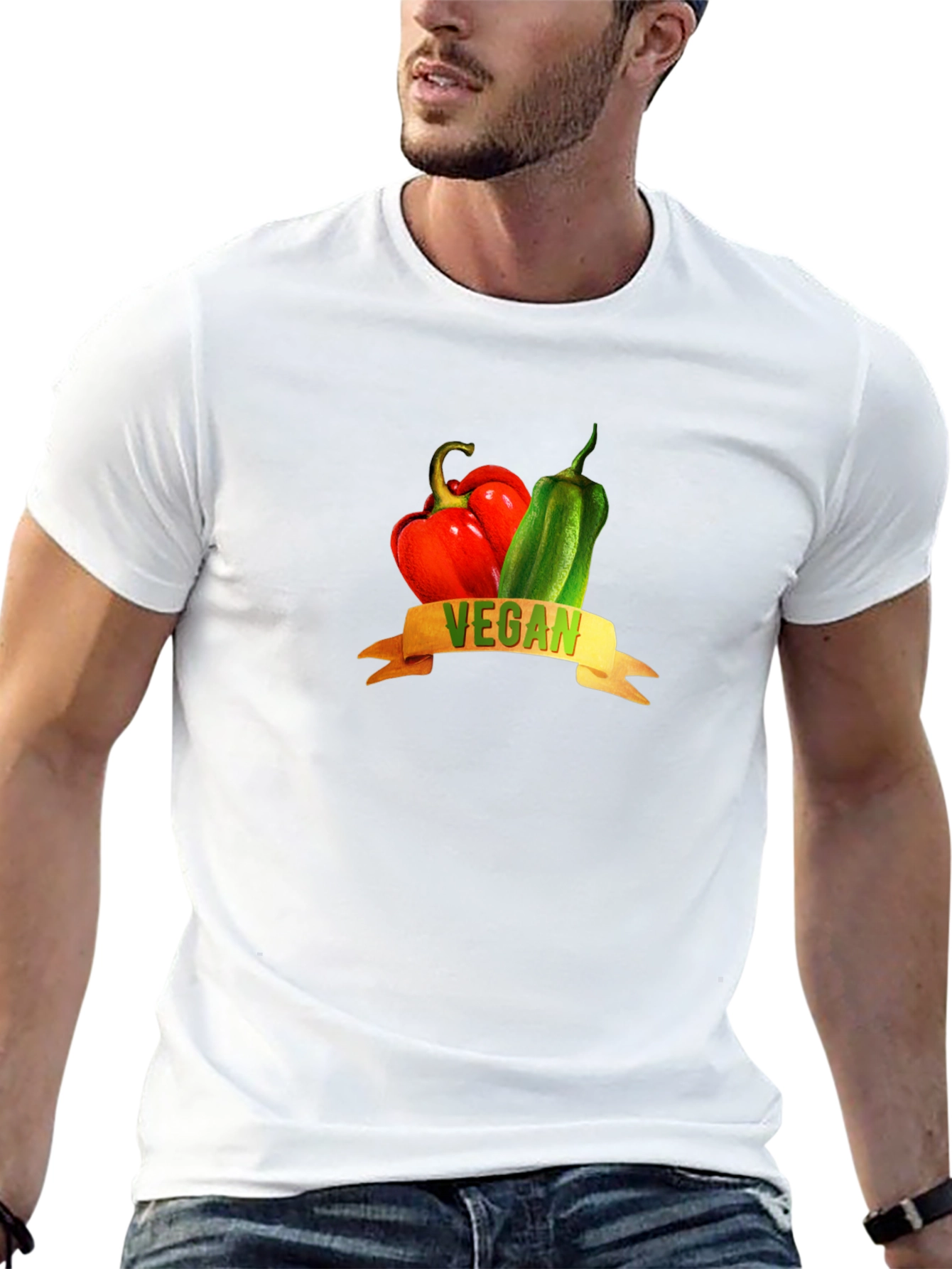Vegan Graphic Tee - Red & Green Peppers